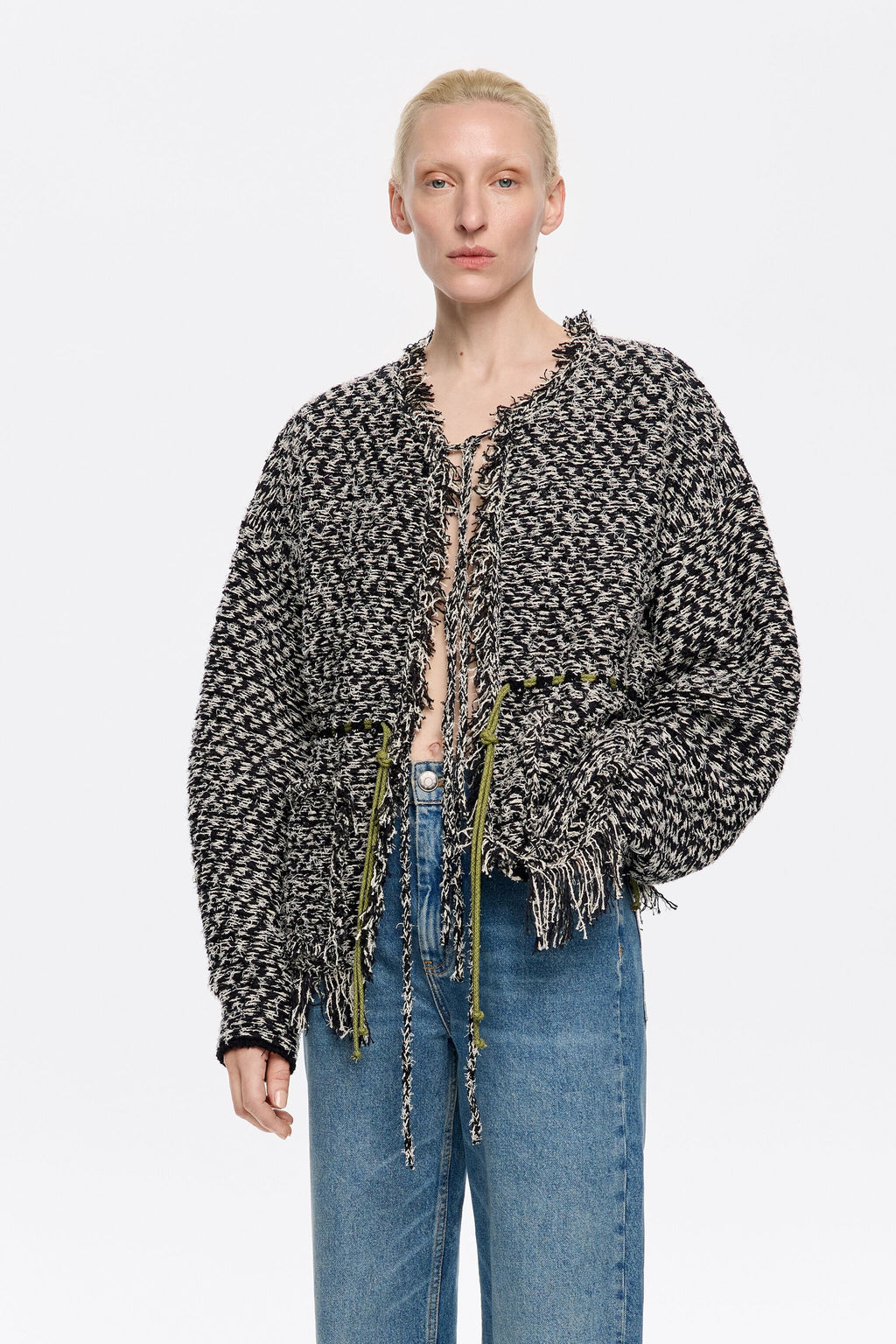 Long straight black cardigan