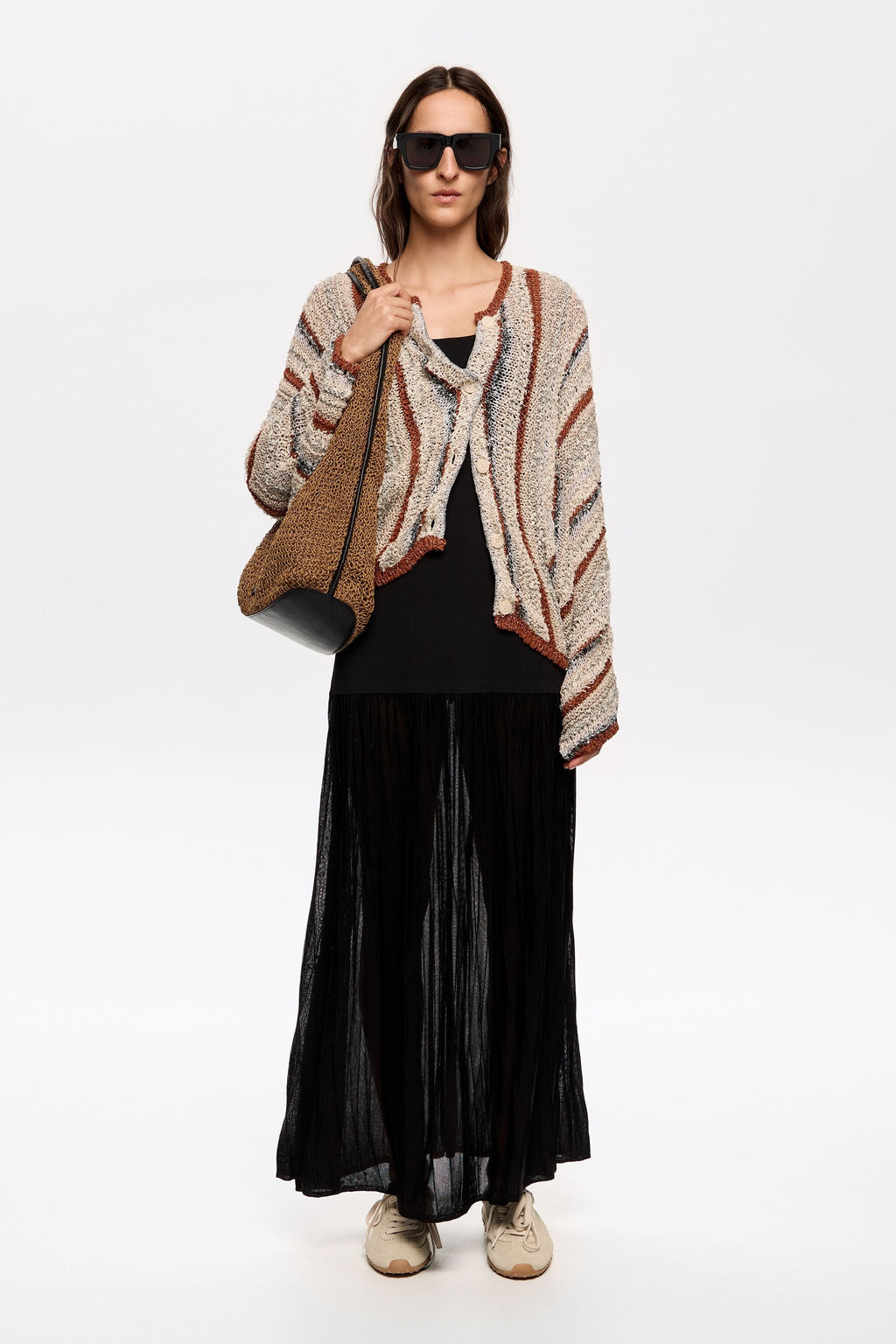 Sand striped cardigan