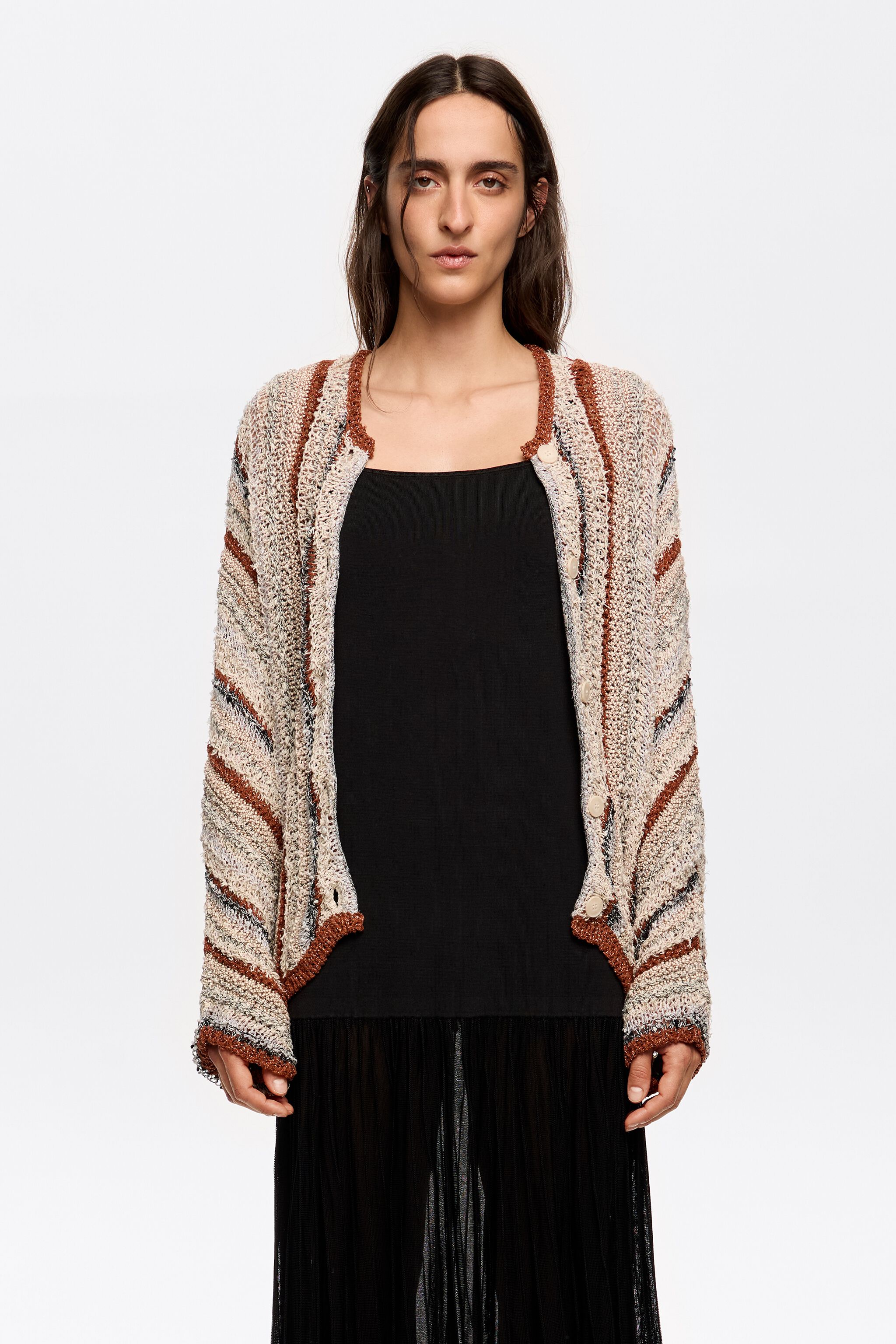 Sand striped cardigan
