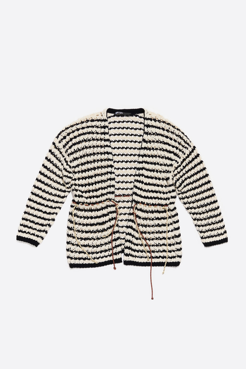 Striped cardigan with adjustable waist