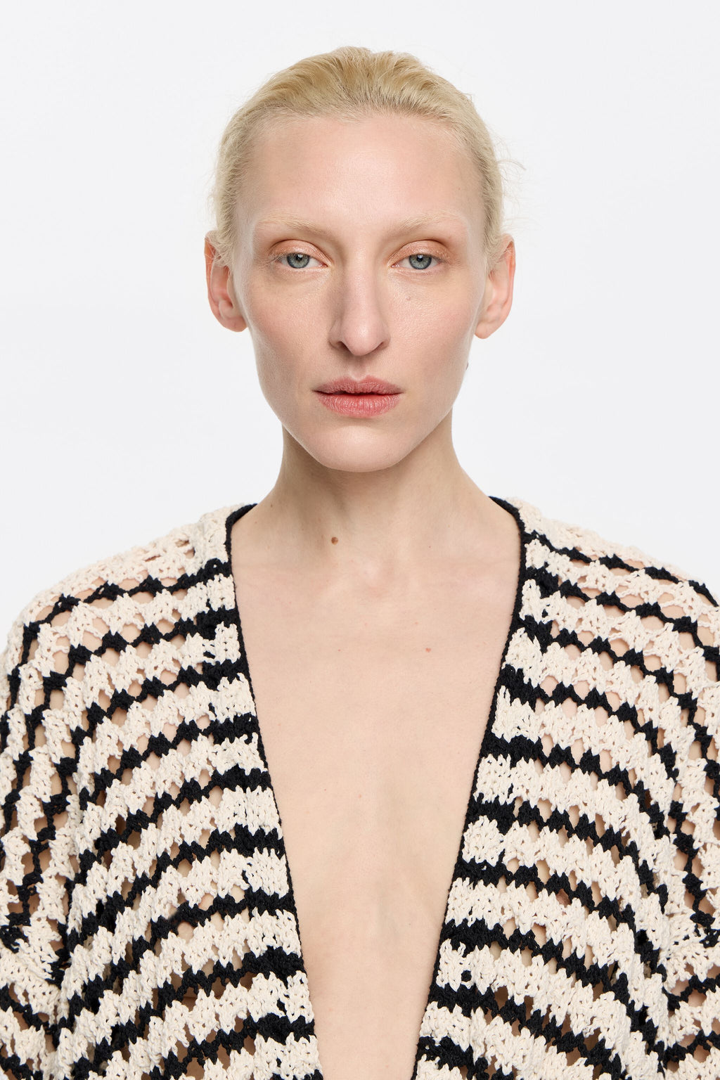 Striped cardigan with adjustable waist