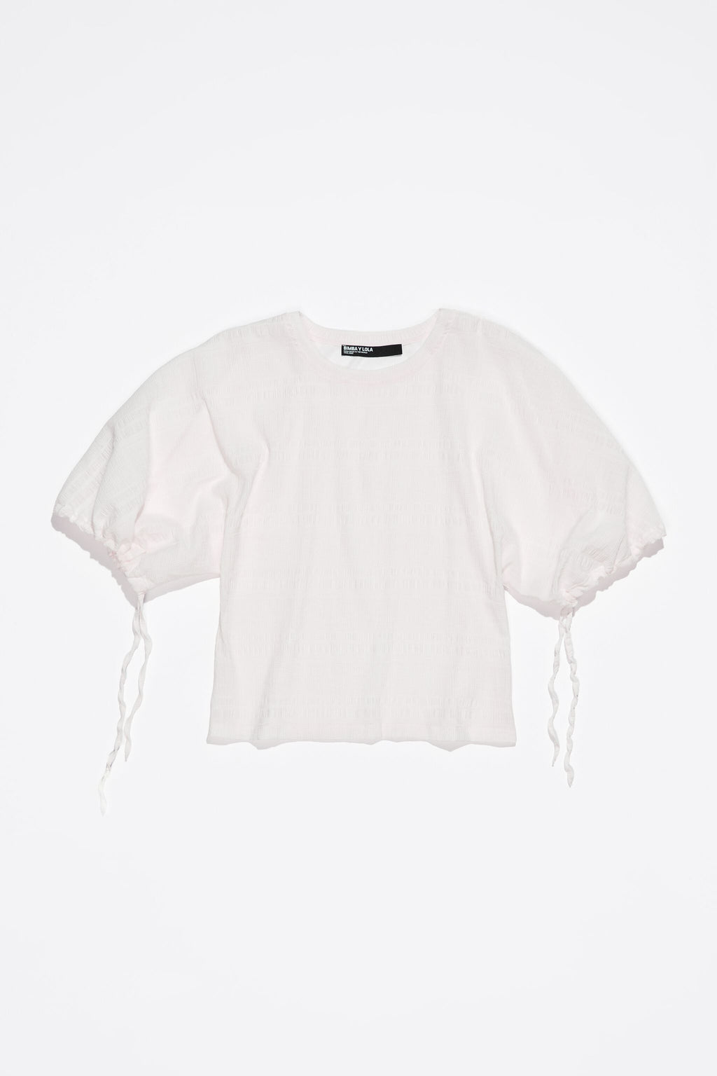 Ivory cotton two-fabric T-shirt