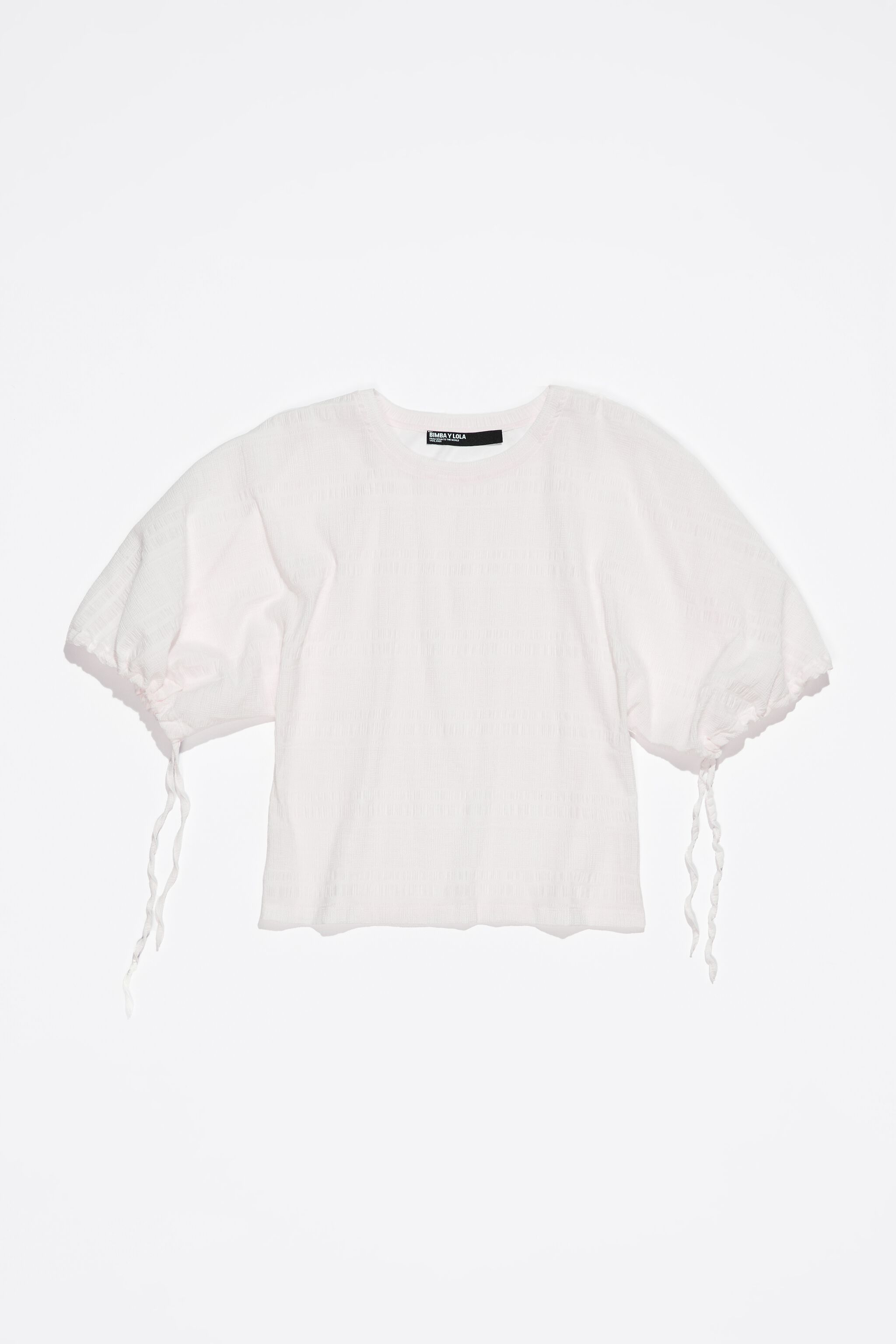 Ivory cotton two-fabric T-shirt