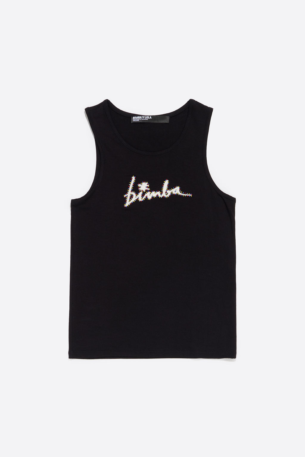 Black logo T-shirt with beads