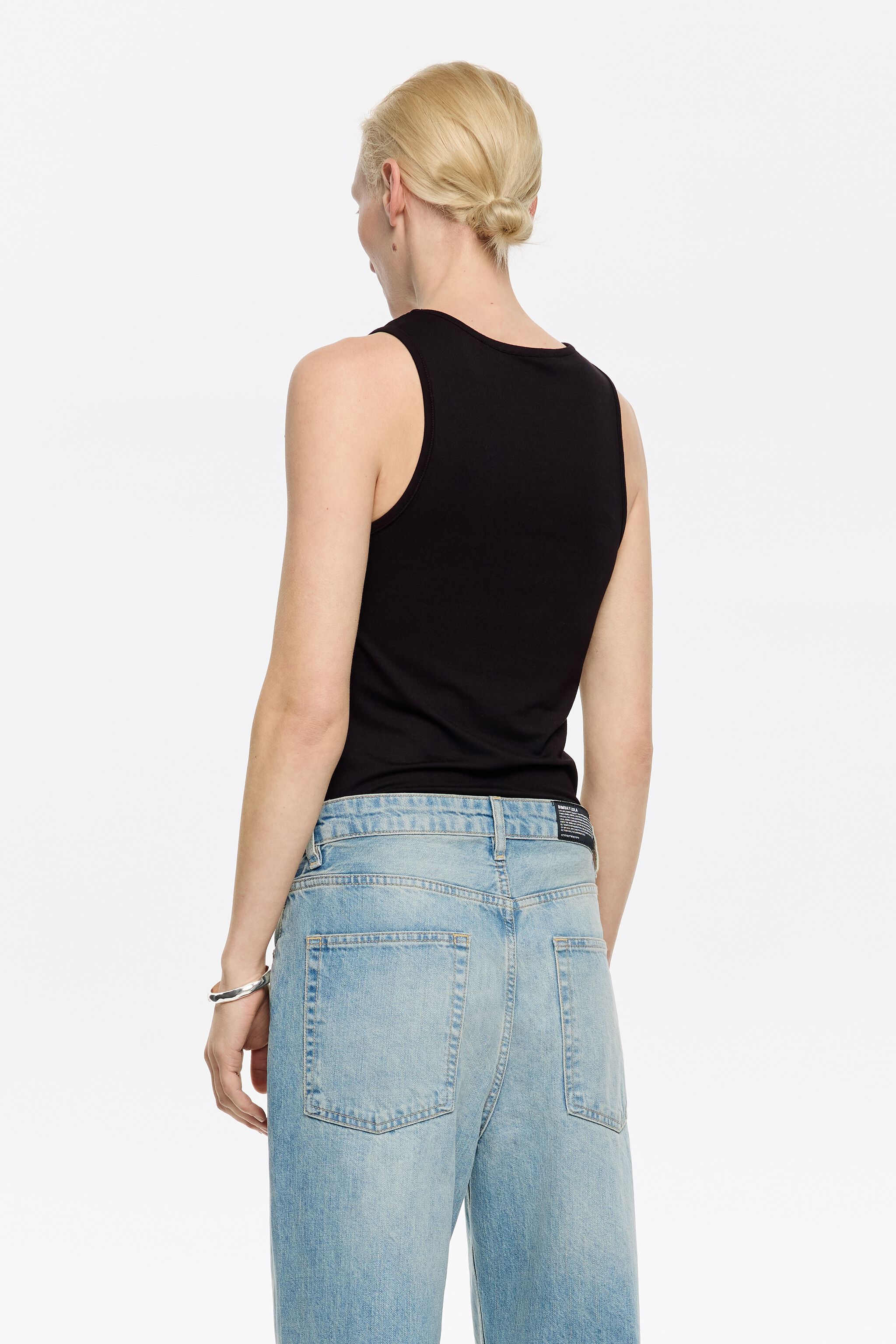 Black logo T-shirt with beads