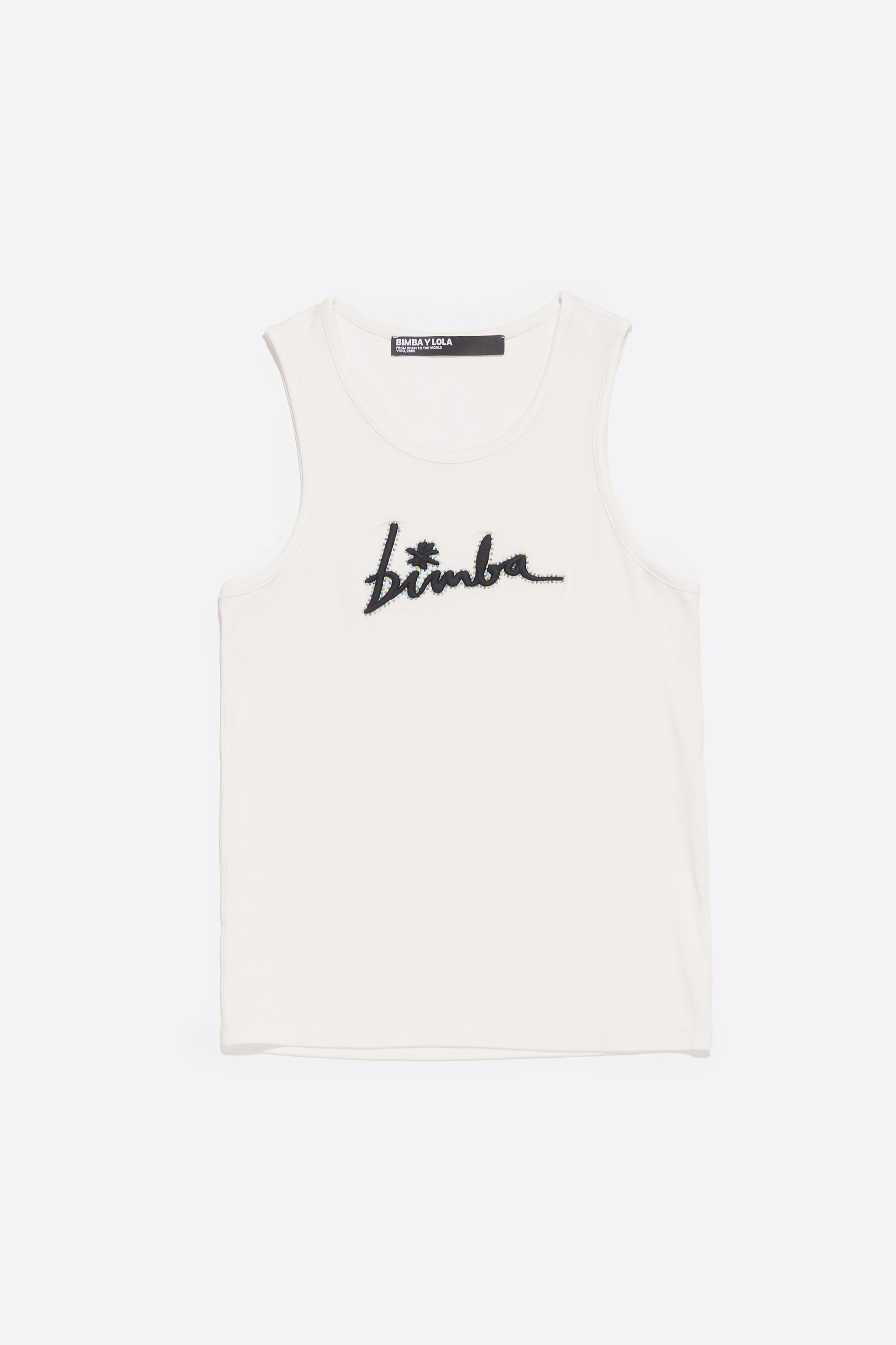 Ivory logo T-shirt with beads