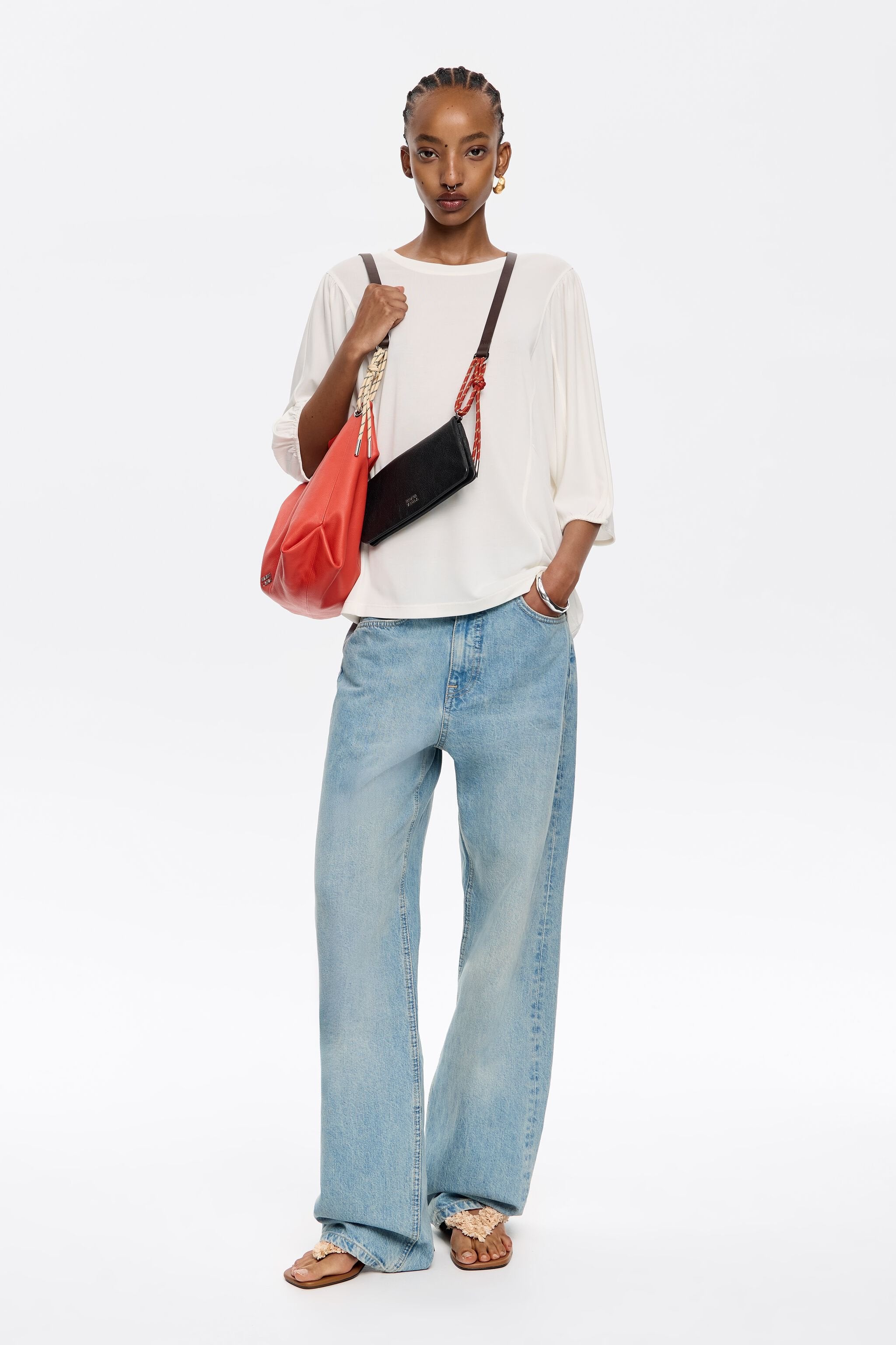 Ivory fluid straight T-shirt