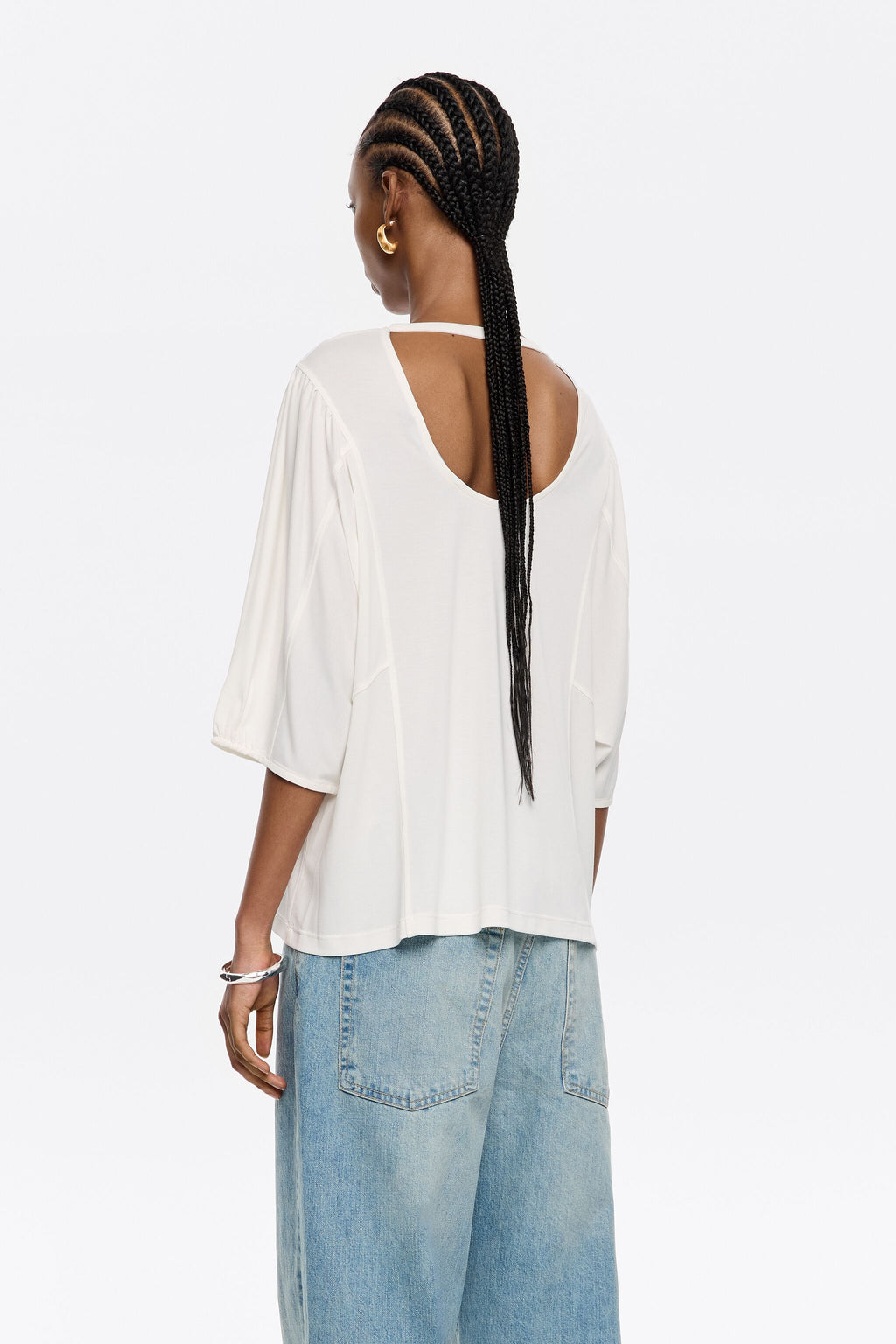 Ivory fluid straight T-shirt