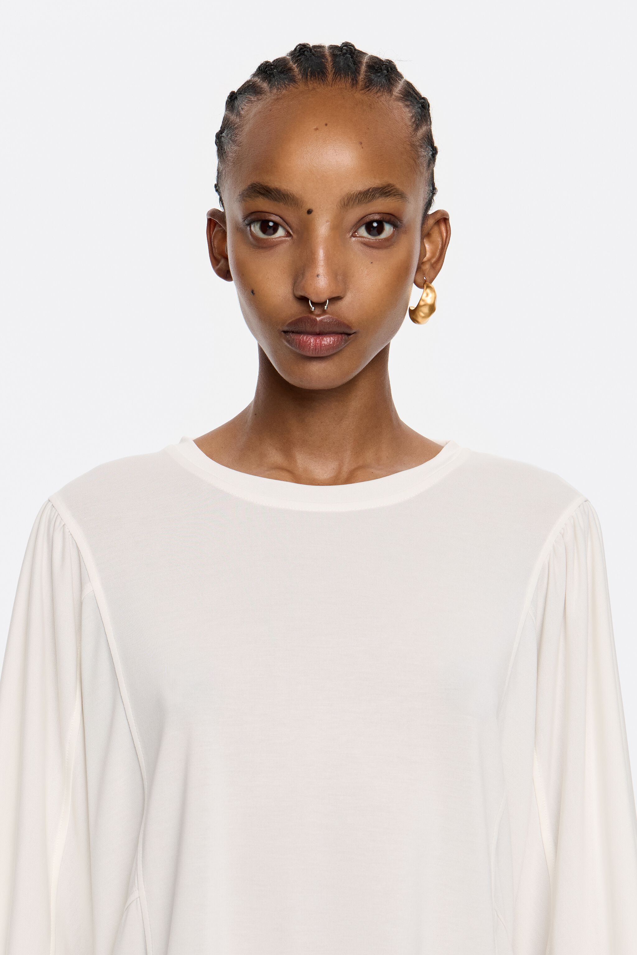 Ivory fluid straight T-shirt