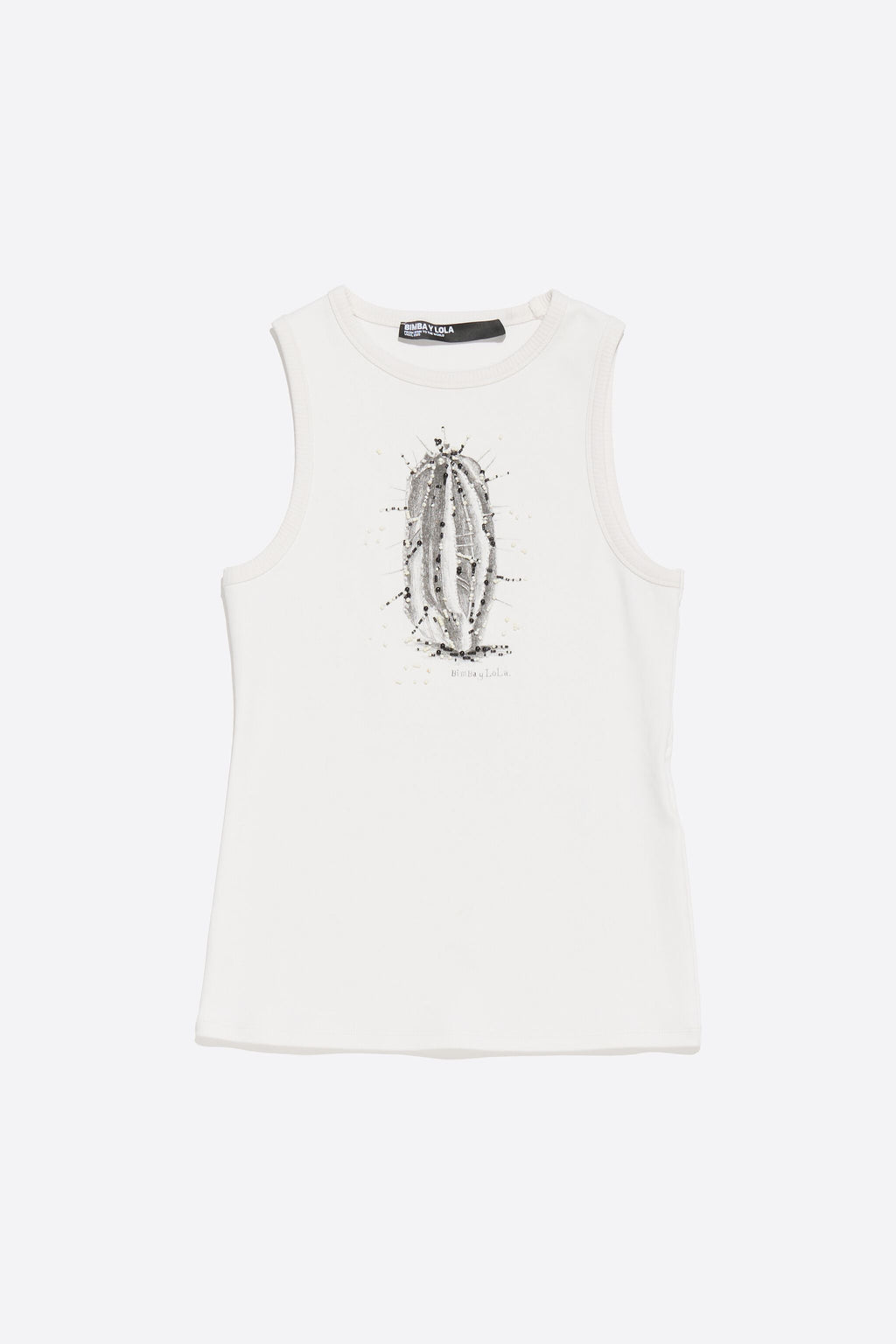 White logo T-shirt with beads