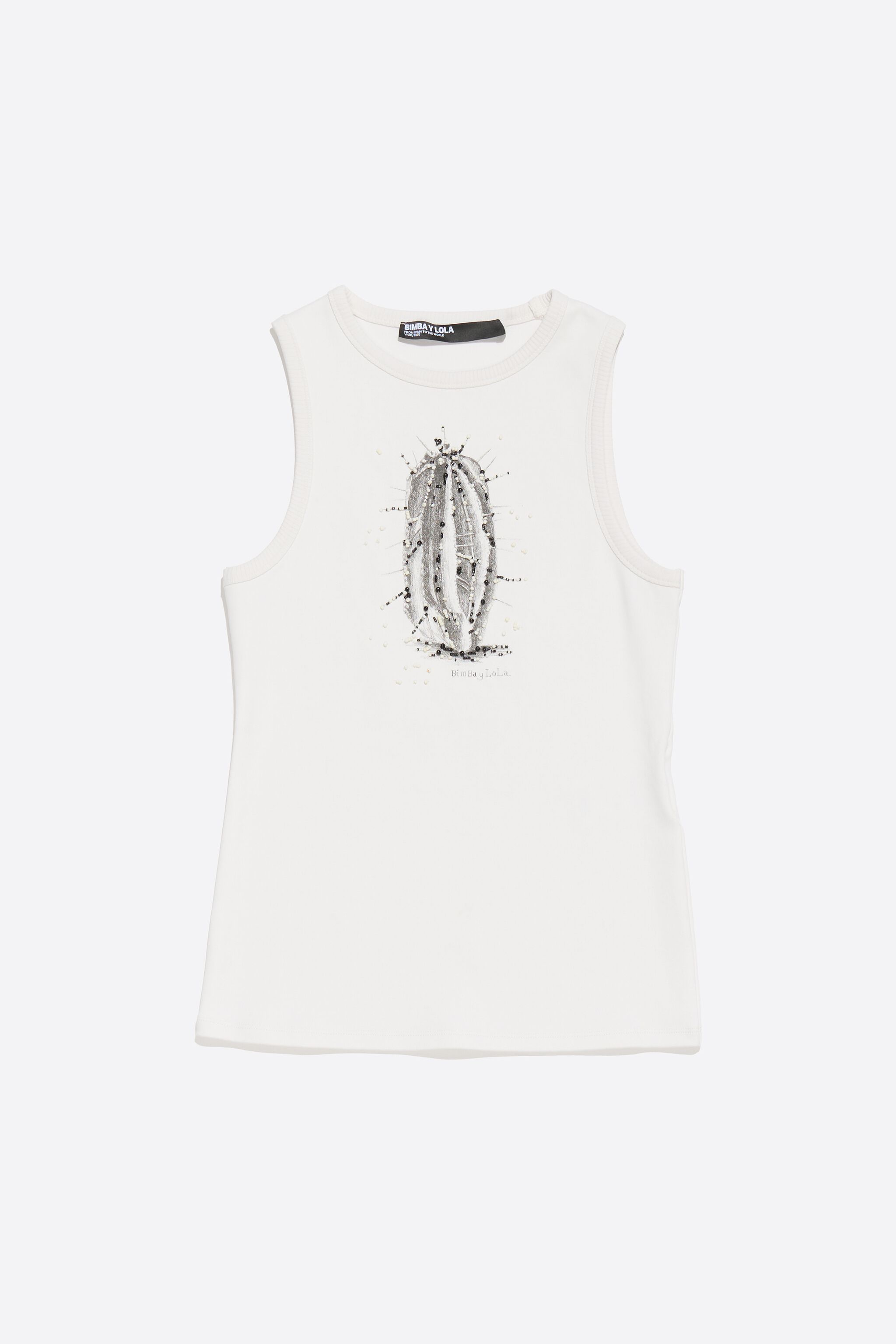 White logo T-shirt with beads