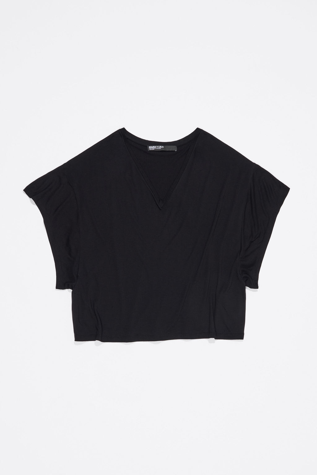 Black viscose straight T-shirt