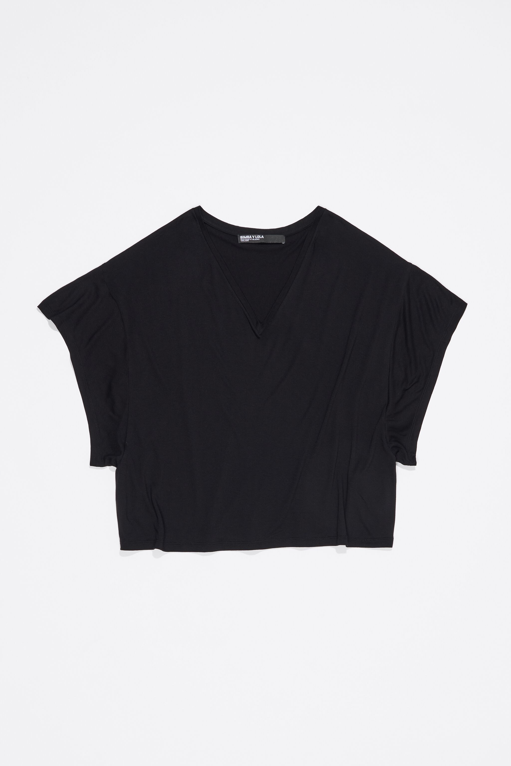 Black viscose straight T-shirt