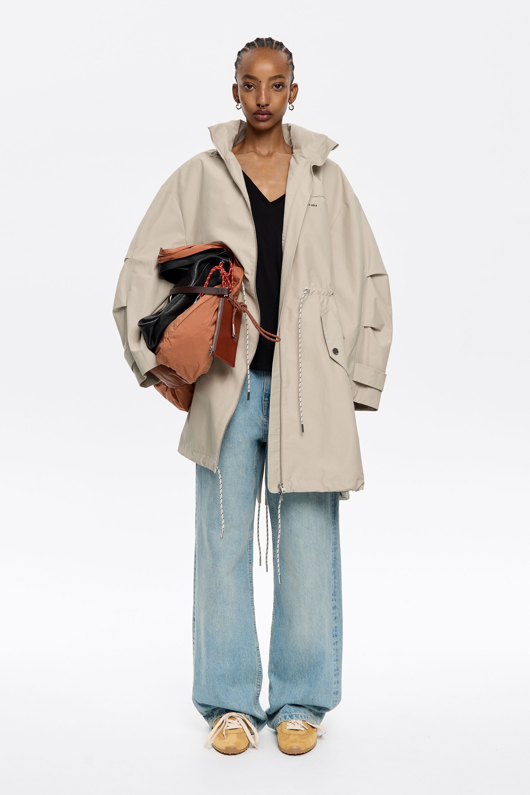 Black viscose straight T-shirt