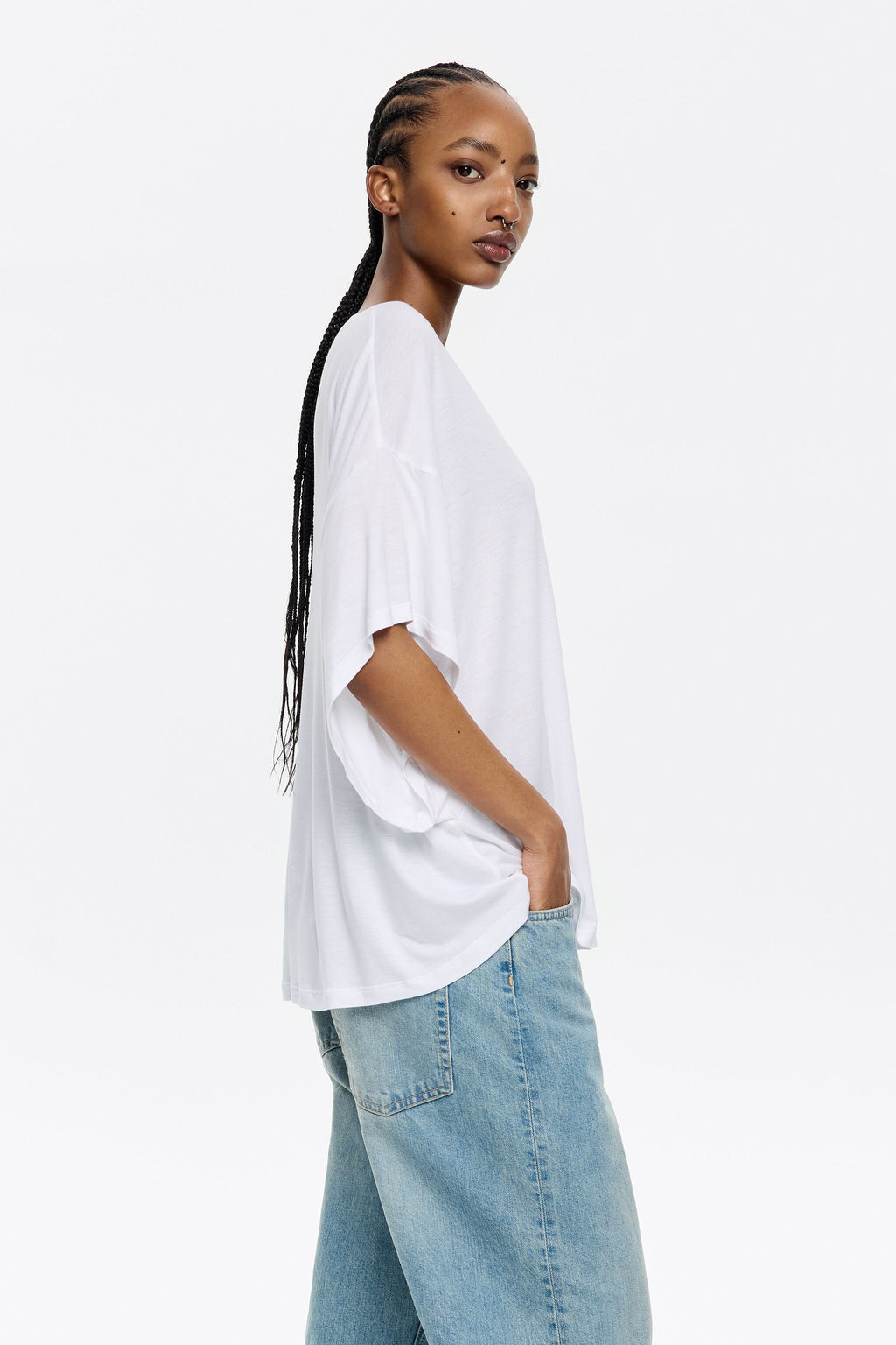 White viscose straight T-shirt