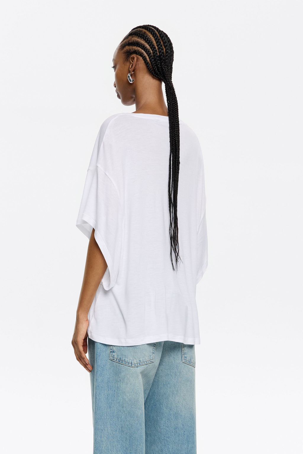White viscose straight T-shirt