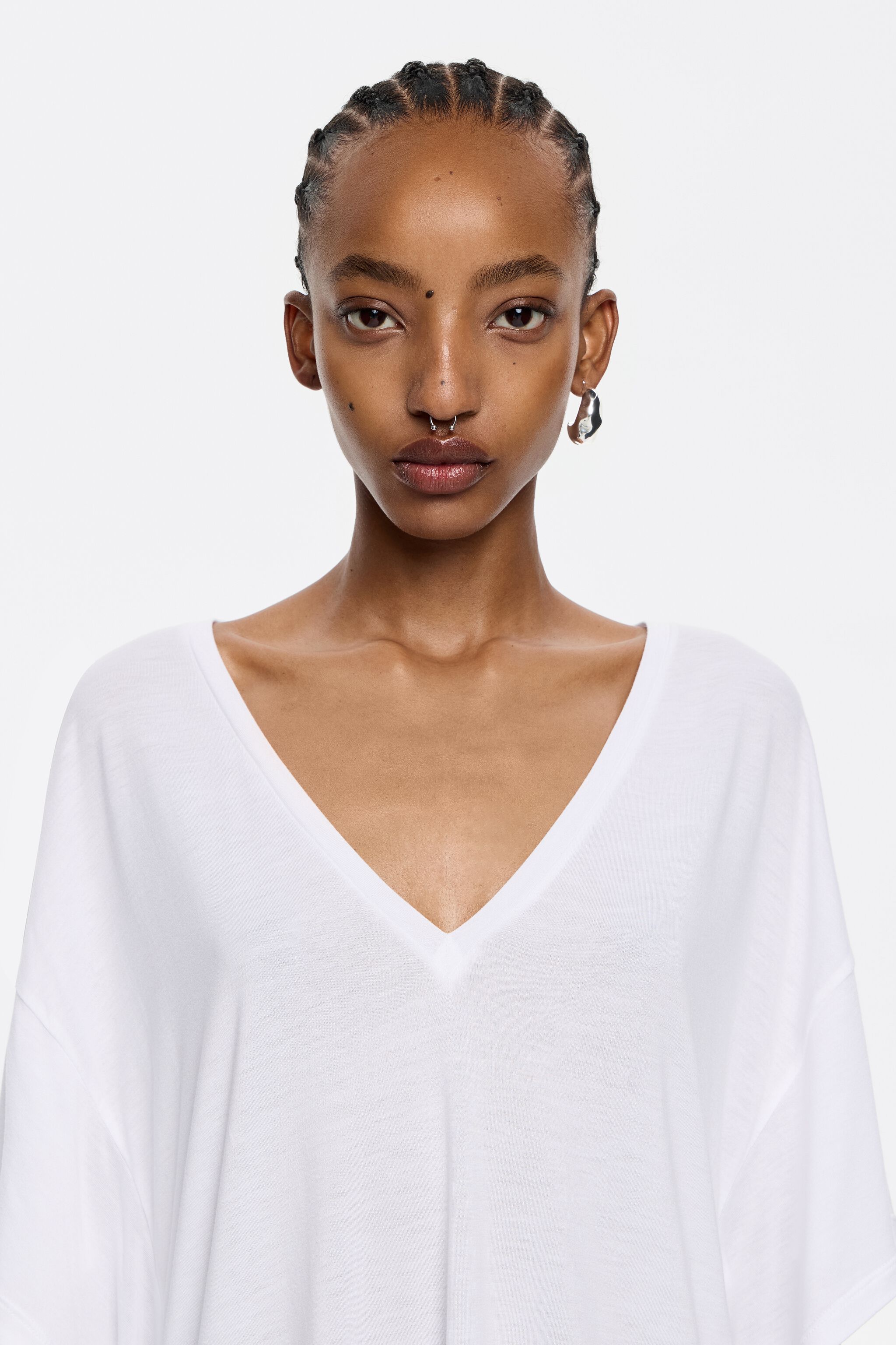 White viscose straight T-shirt