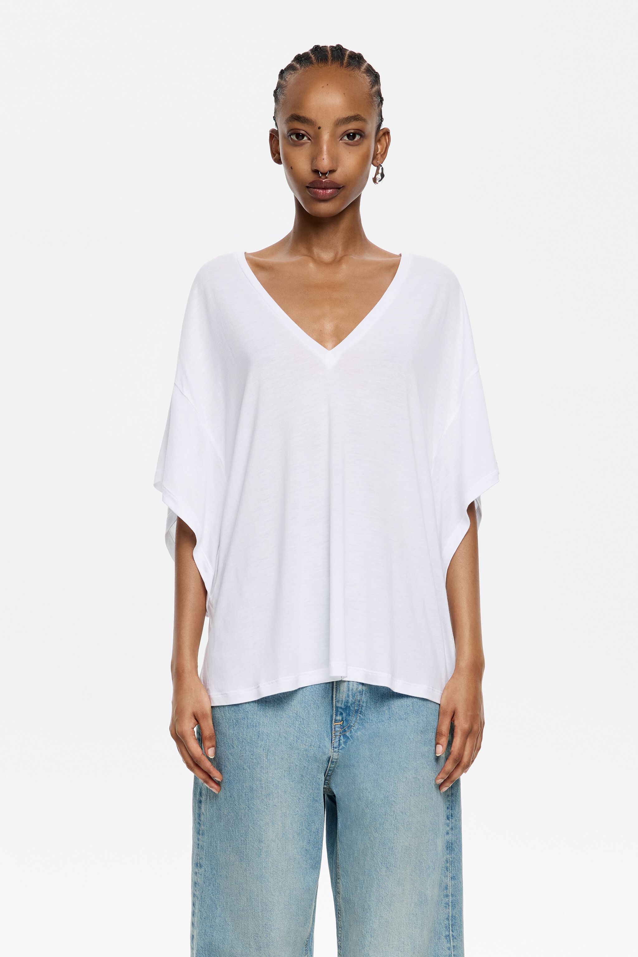 White viscose straight T-shirt