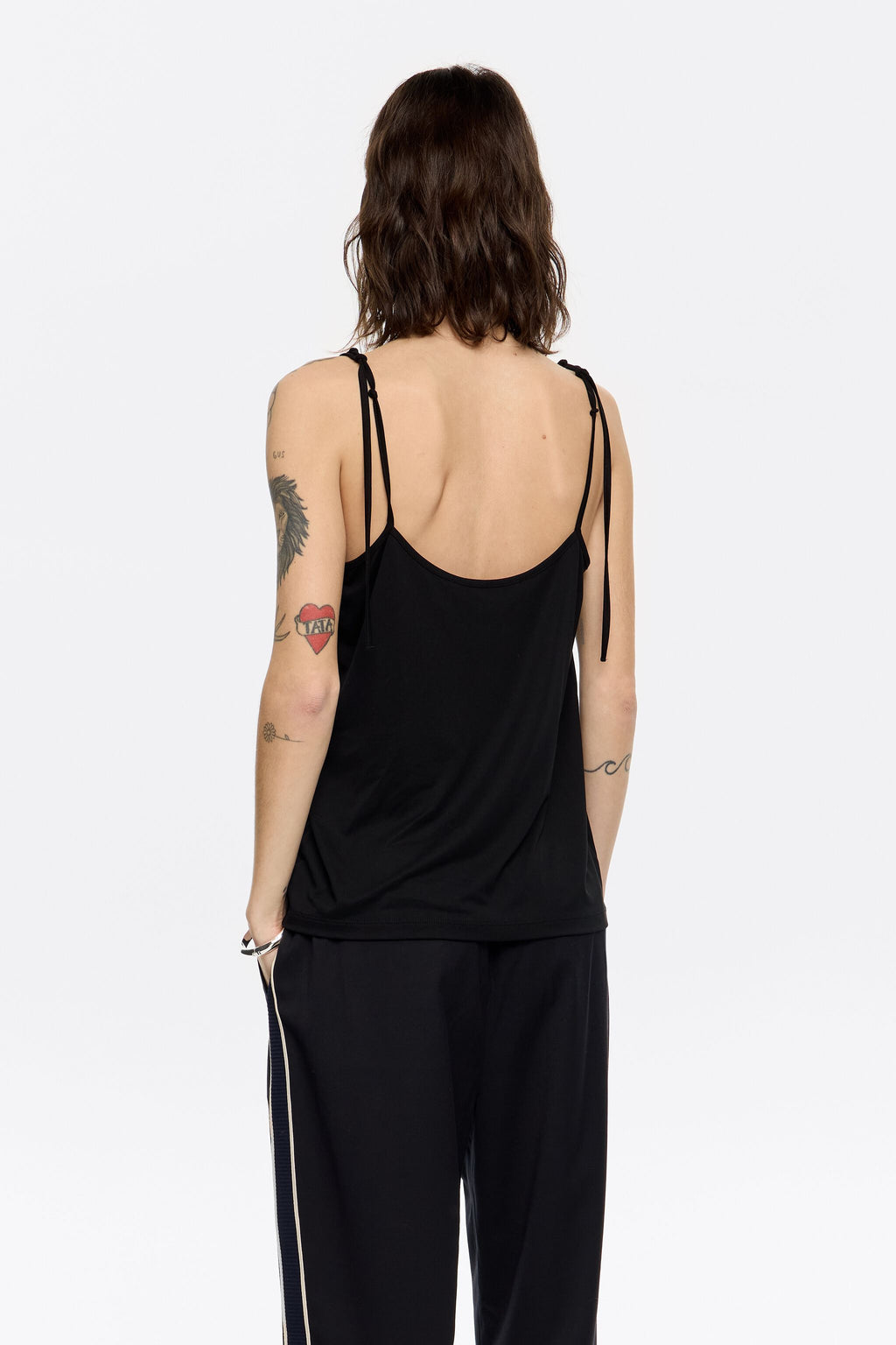 Black metallic hoop straps vest top