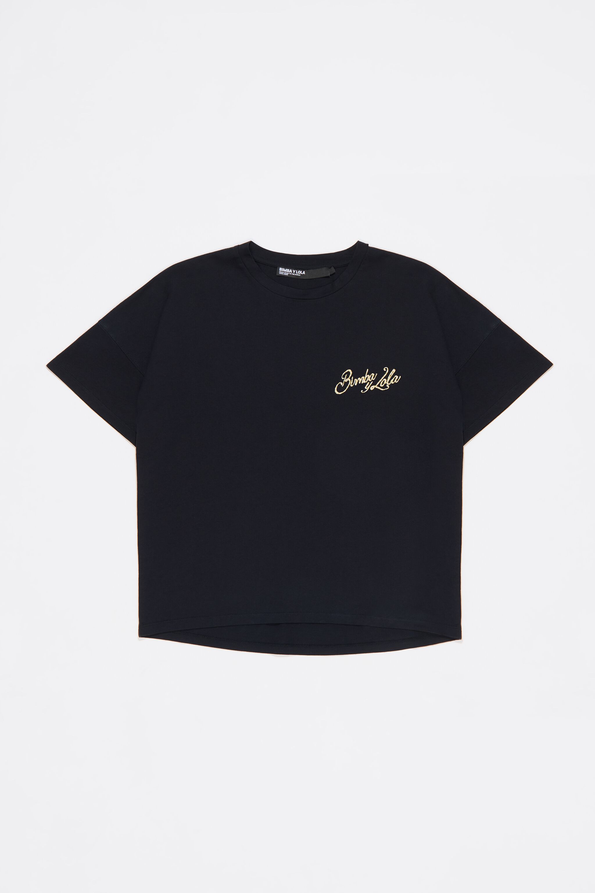 Black embroidered logo boxy T-shirt