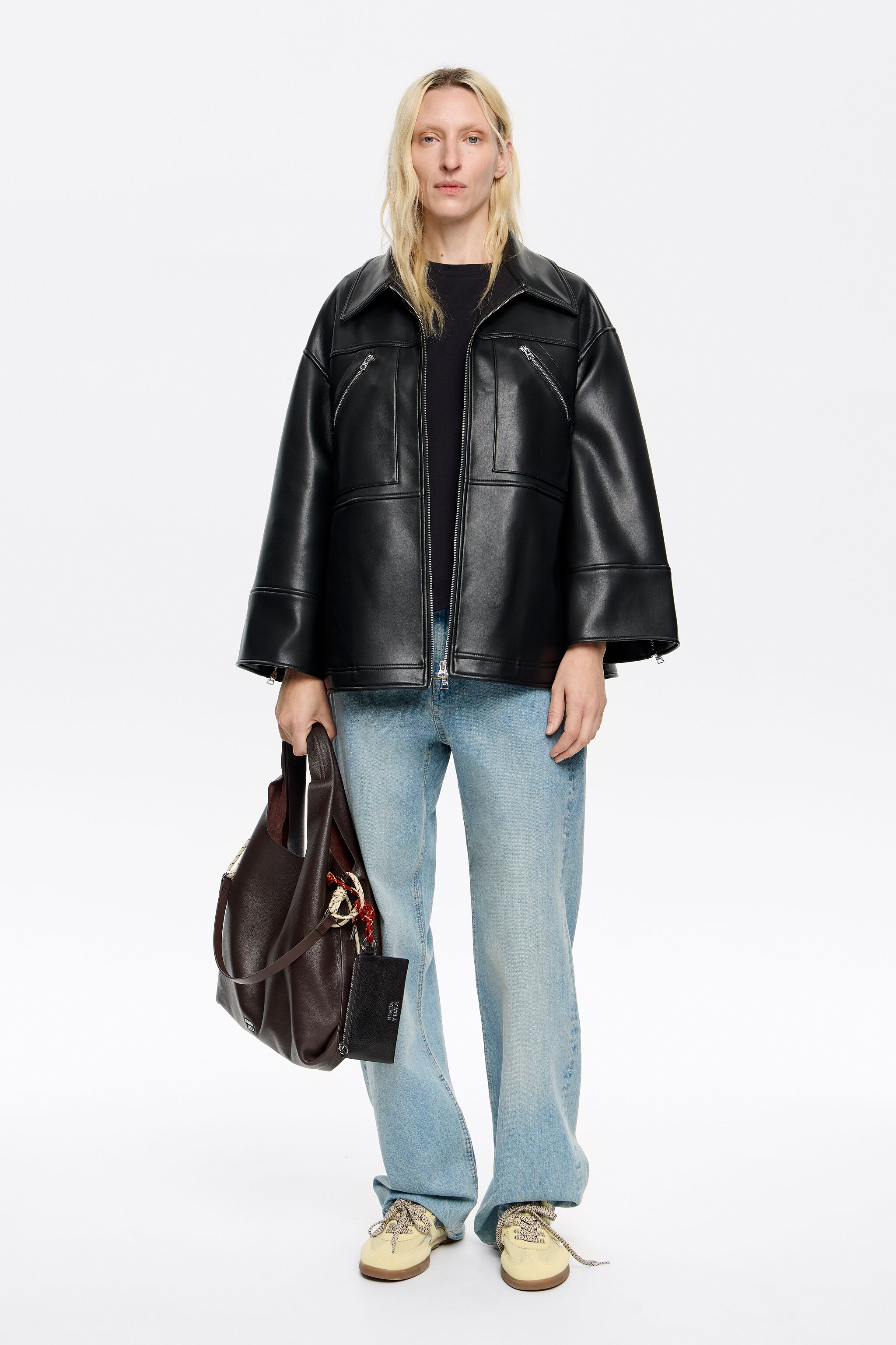 Black embroidered logo boxy T-shirt