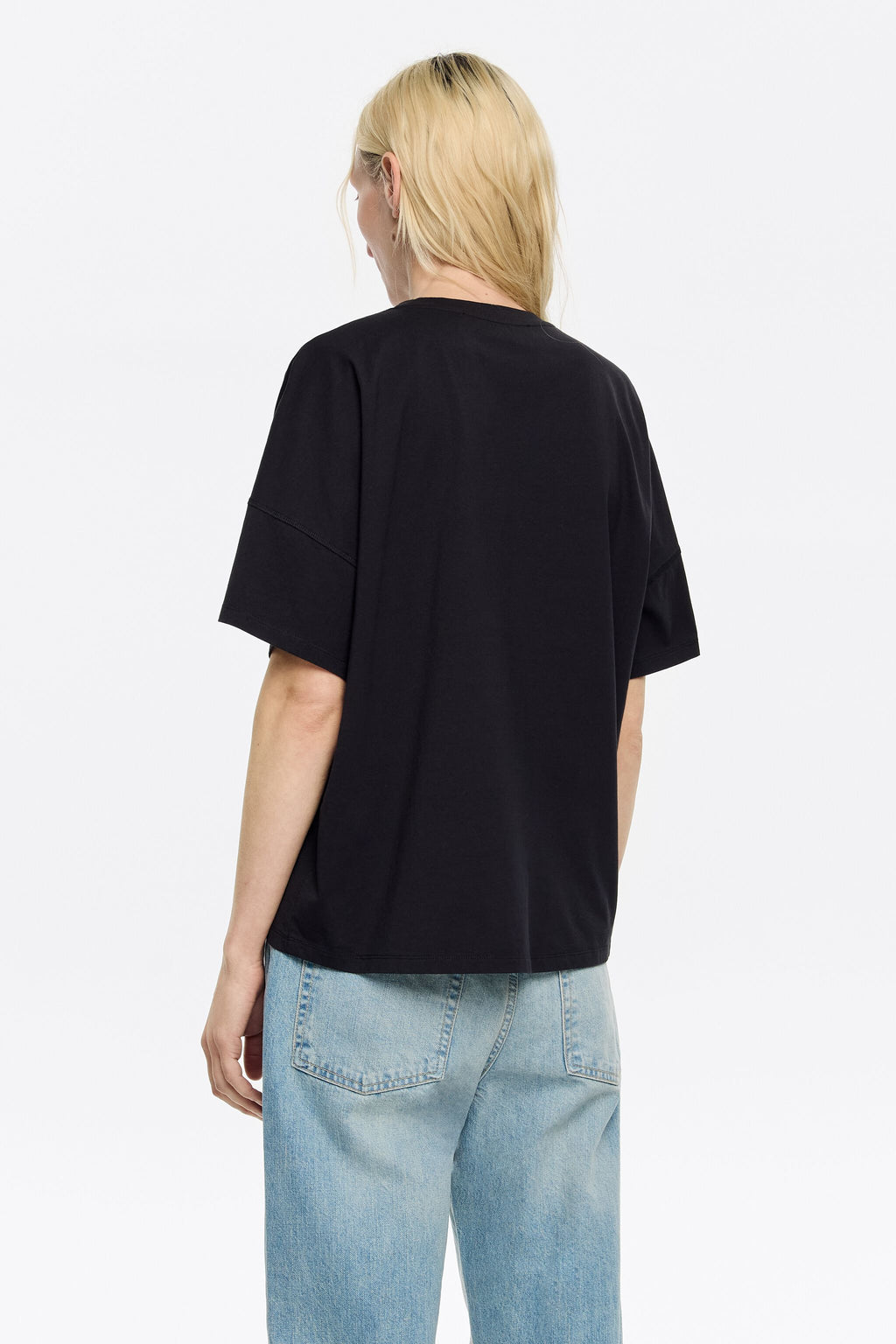 Black embroidered logo boxy T-shirt