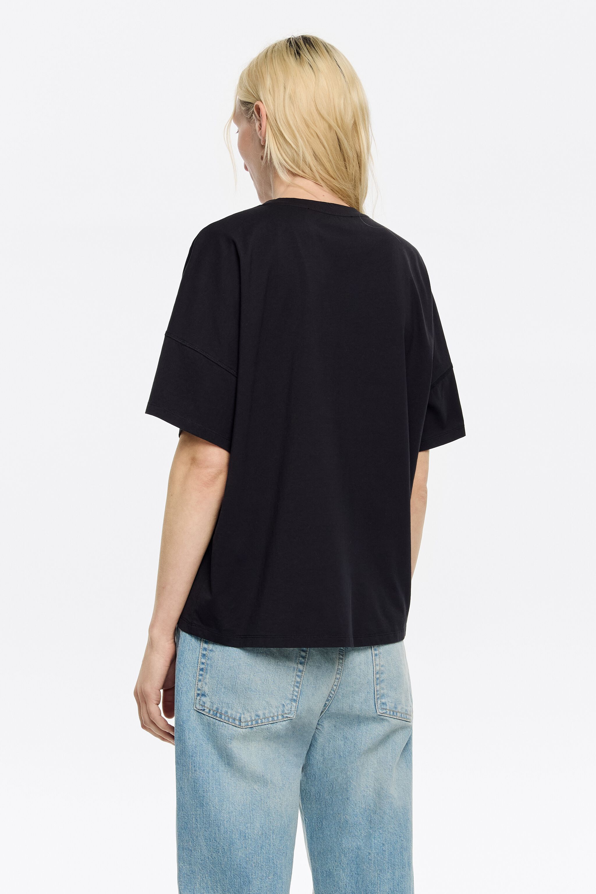 Black embroidered logo boxy T-shirt
