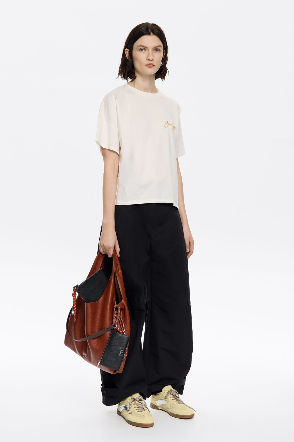 Ivory embroidered logo boxy T-shirt