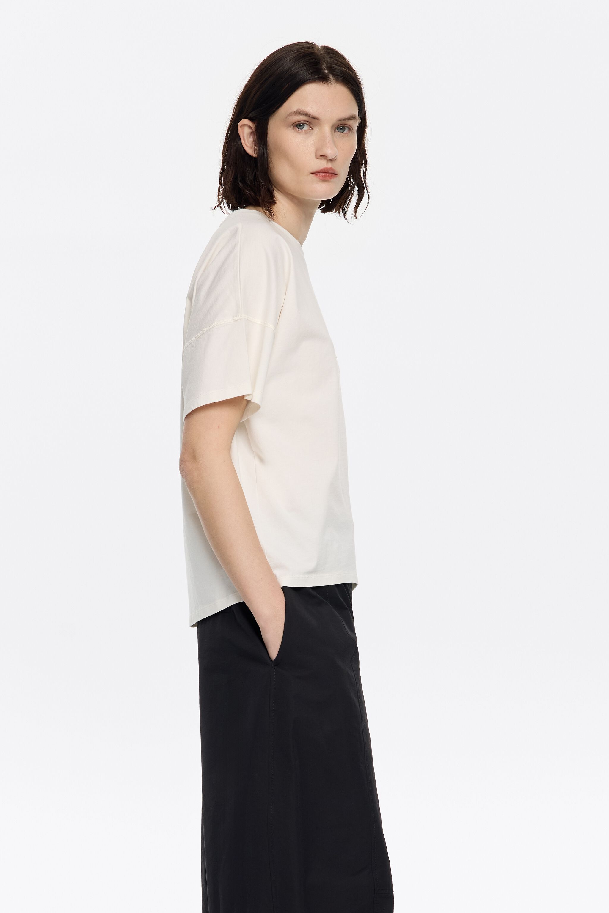 Ivory embroidered logo boxy T-shirt