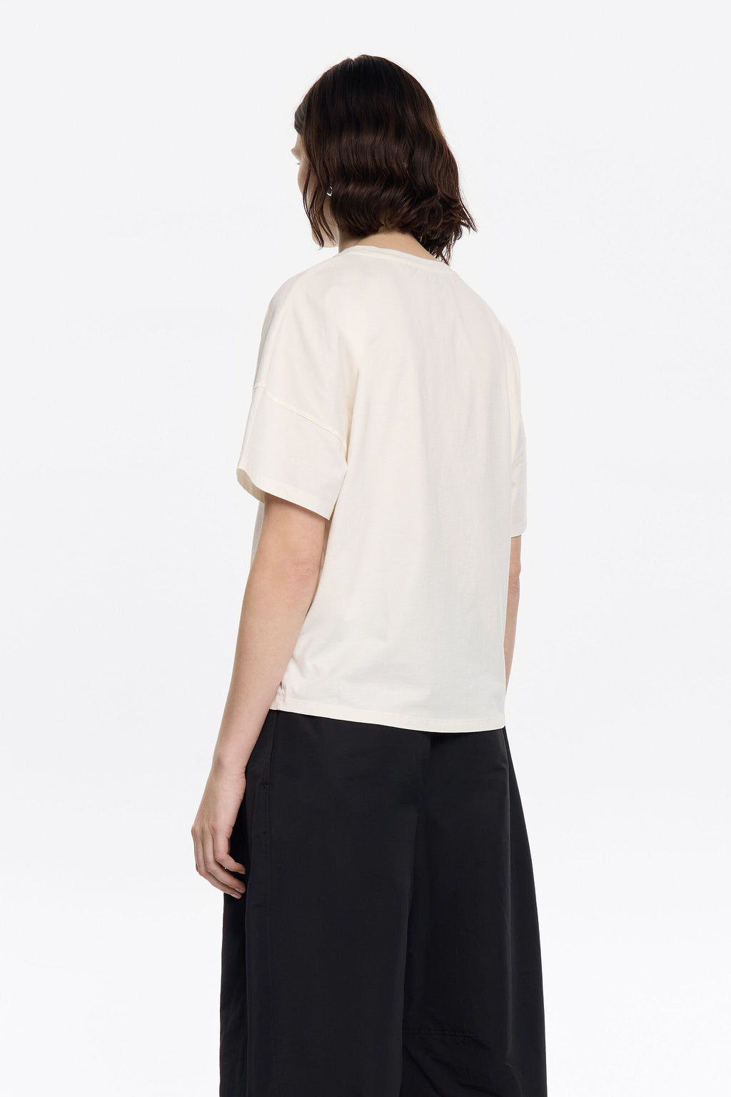Ivory embroidered logo boxy T-shirt