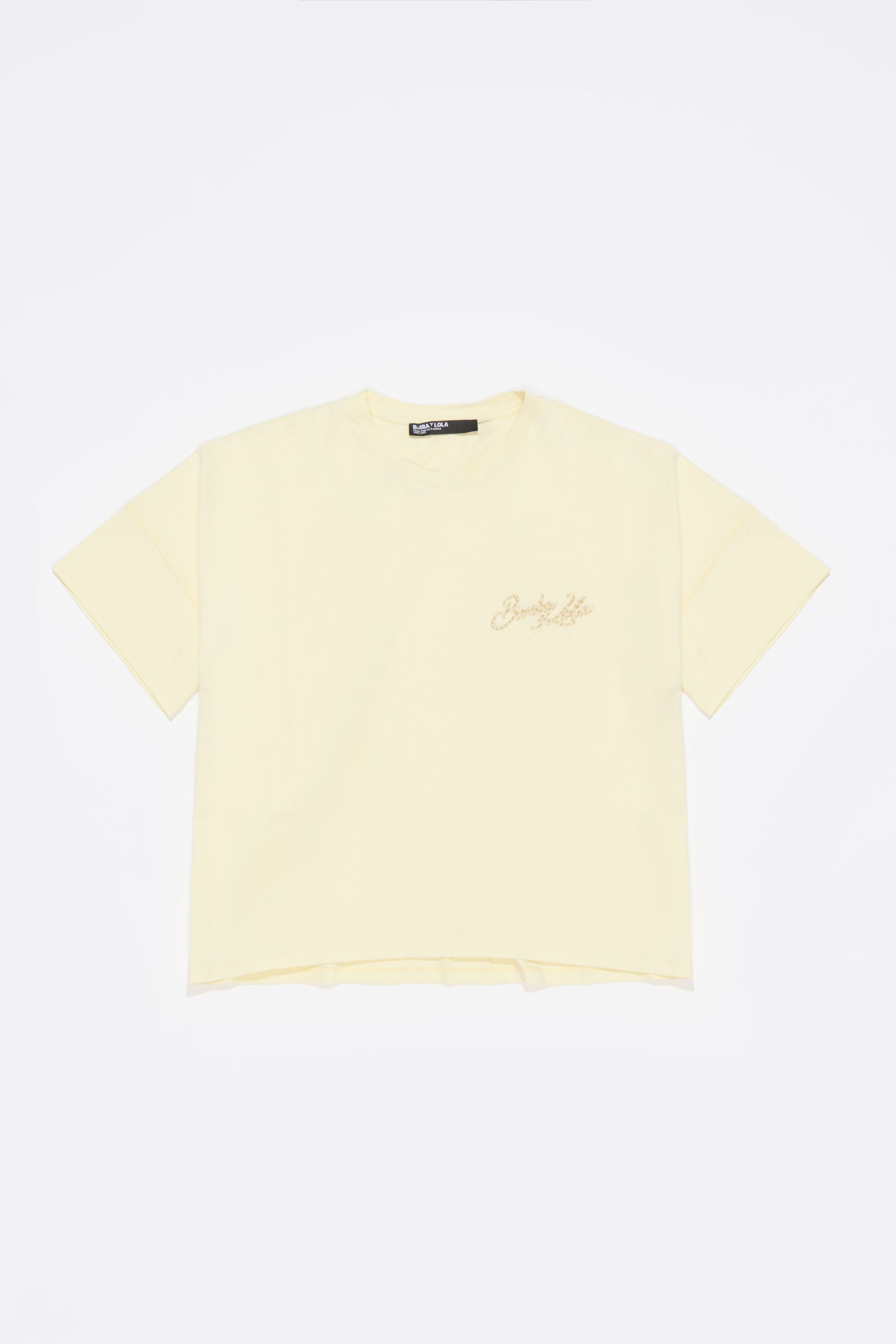 Yellow embroidered logo boxy T-shirt