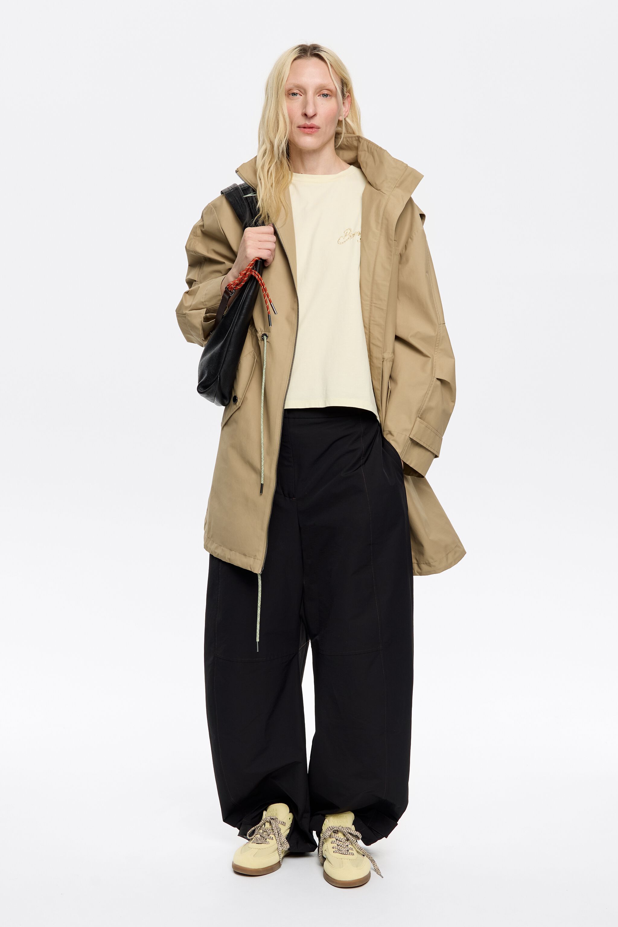 Yellow embroidered logo boxy T-shirt