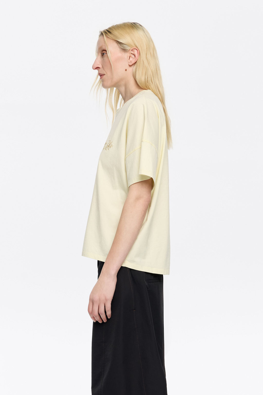 Yellow embroidered logo boxy T-shirt