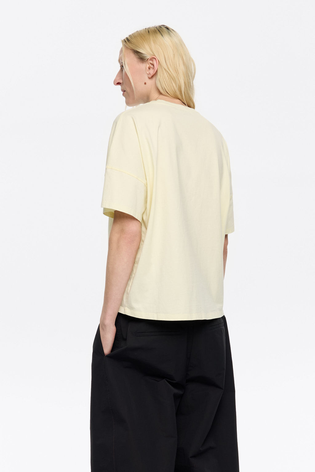 Yellow embroidered logo boxy T-shirt