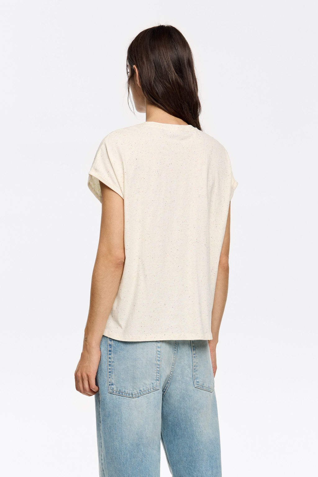 White embroidered and beaded logo T-shirt