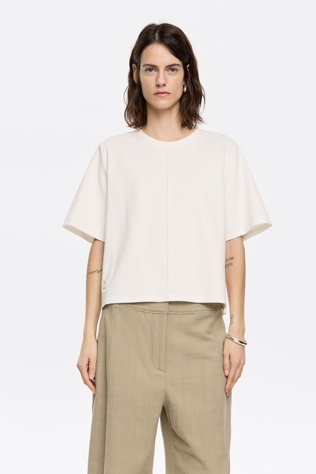 Ivory ponte di roma straight T-shirt