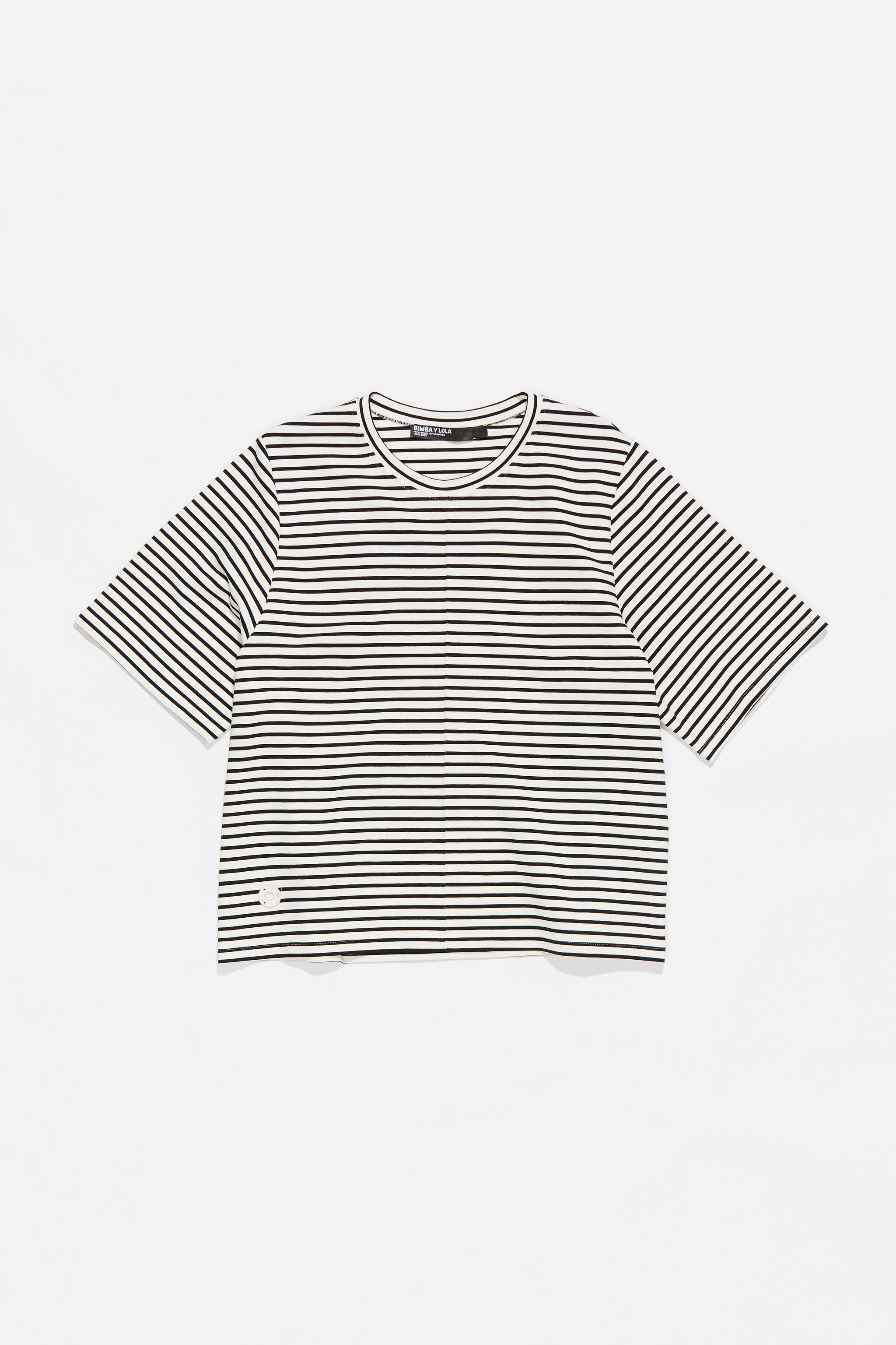 Striped ponte di roma straight T-shirt