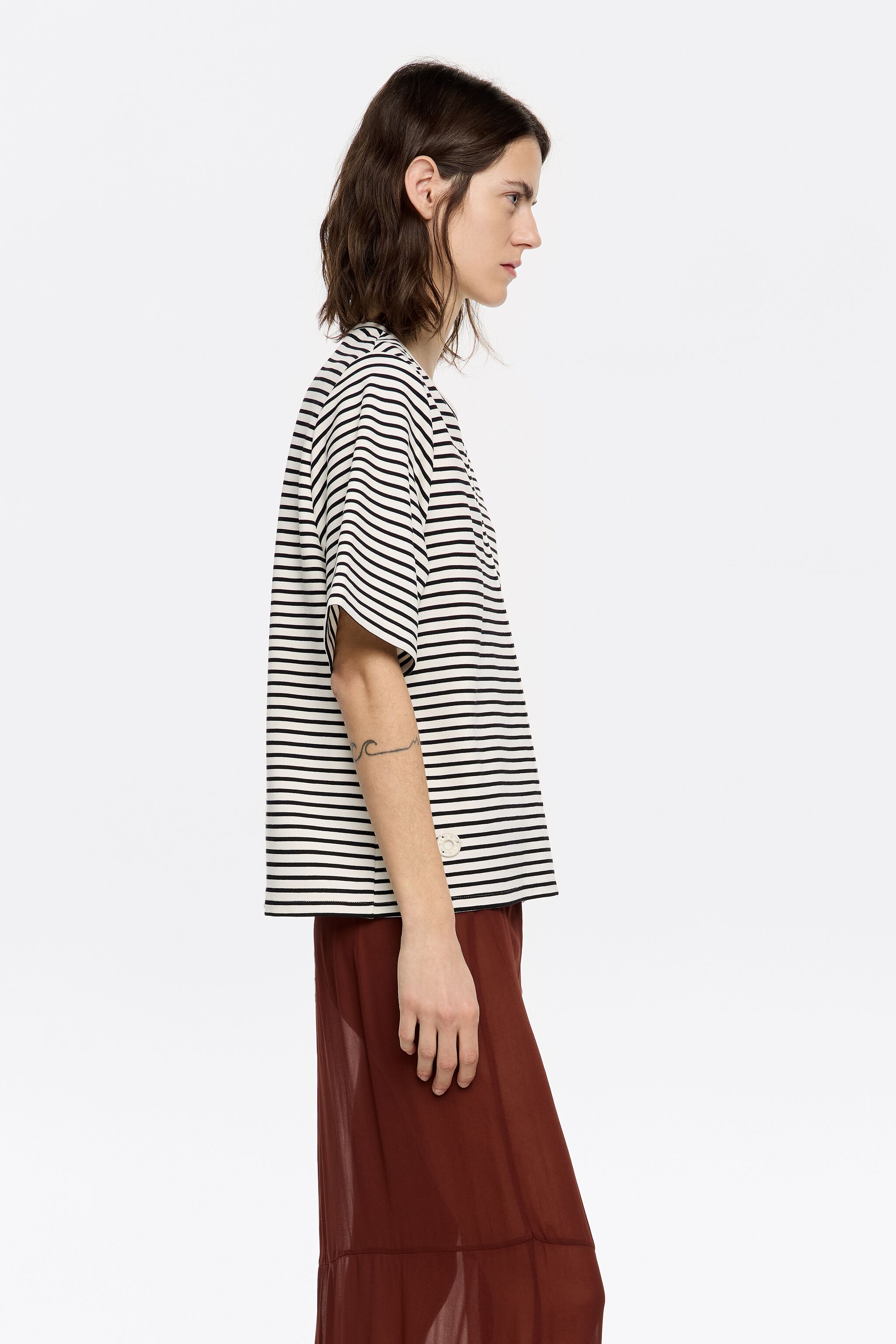 Striped ponte di roma straight T-shirt