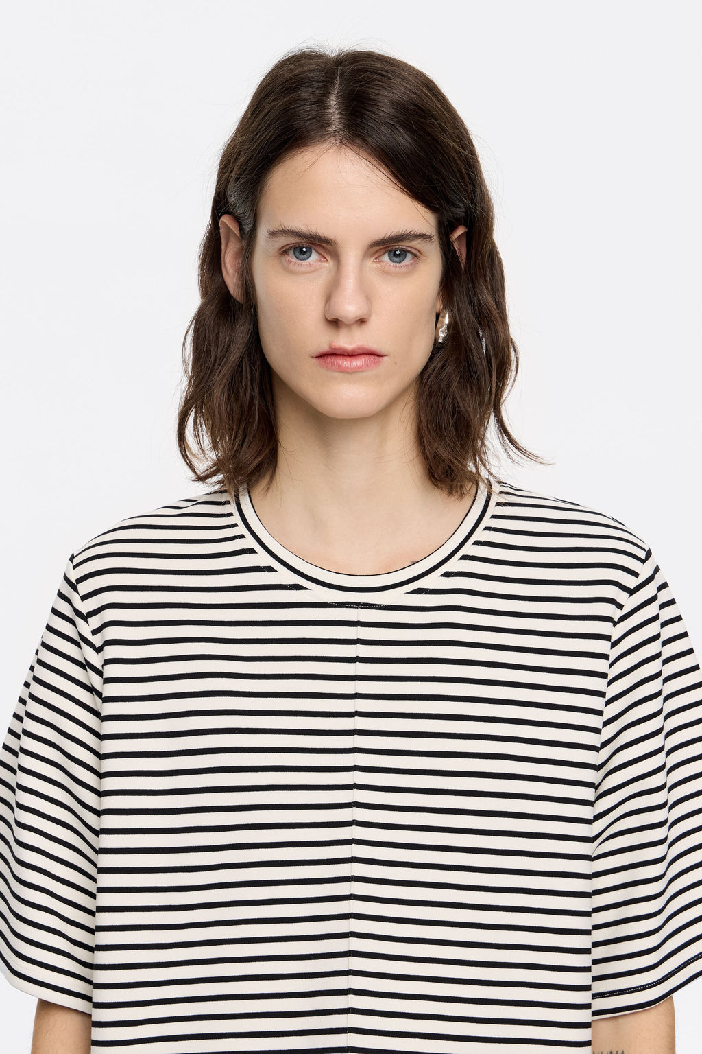 Striped ponte di roma straight T-shirt