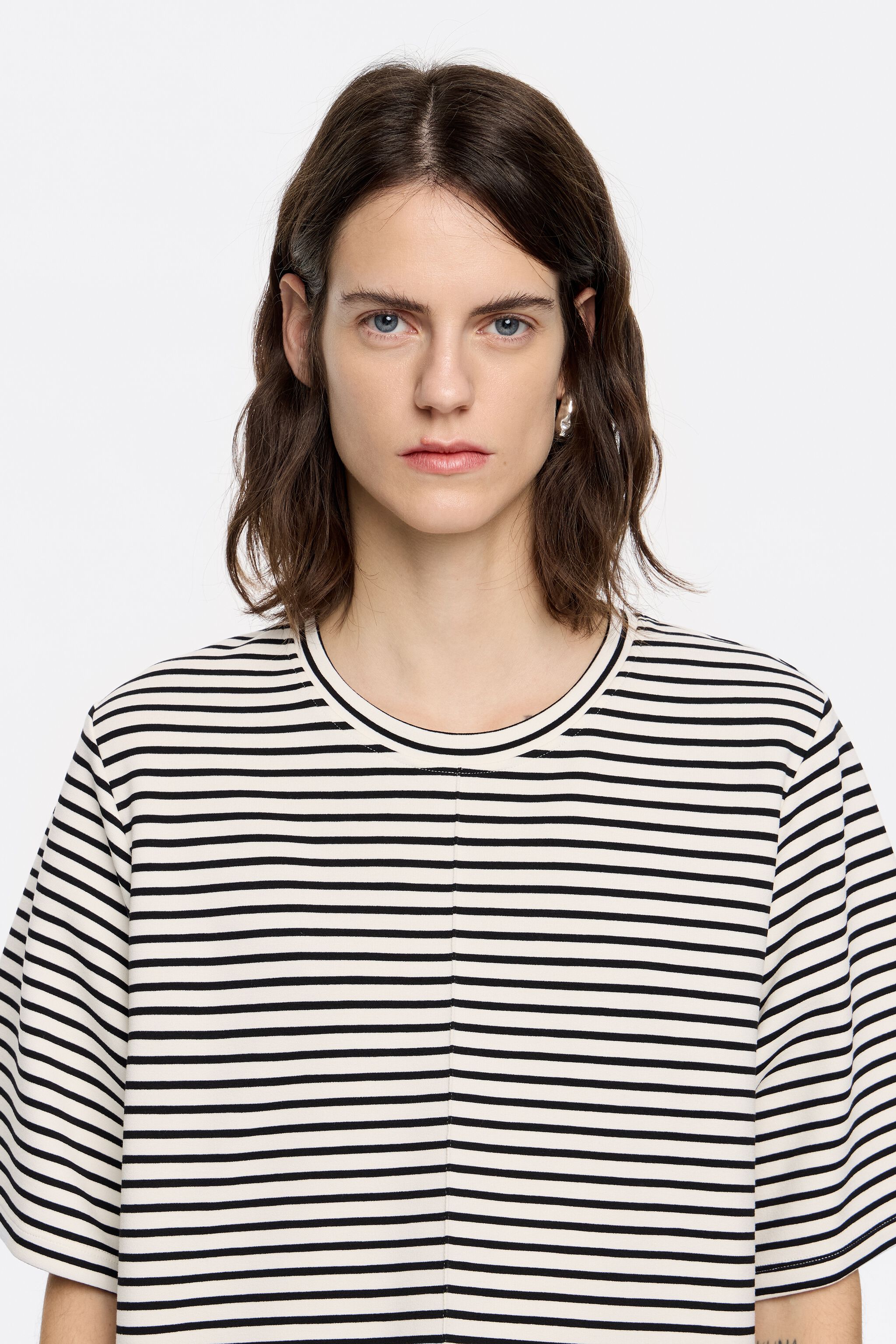 Striped ponte di roma straight T-shirt