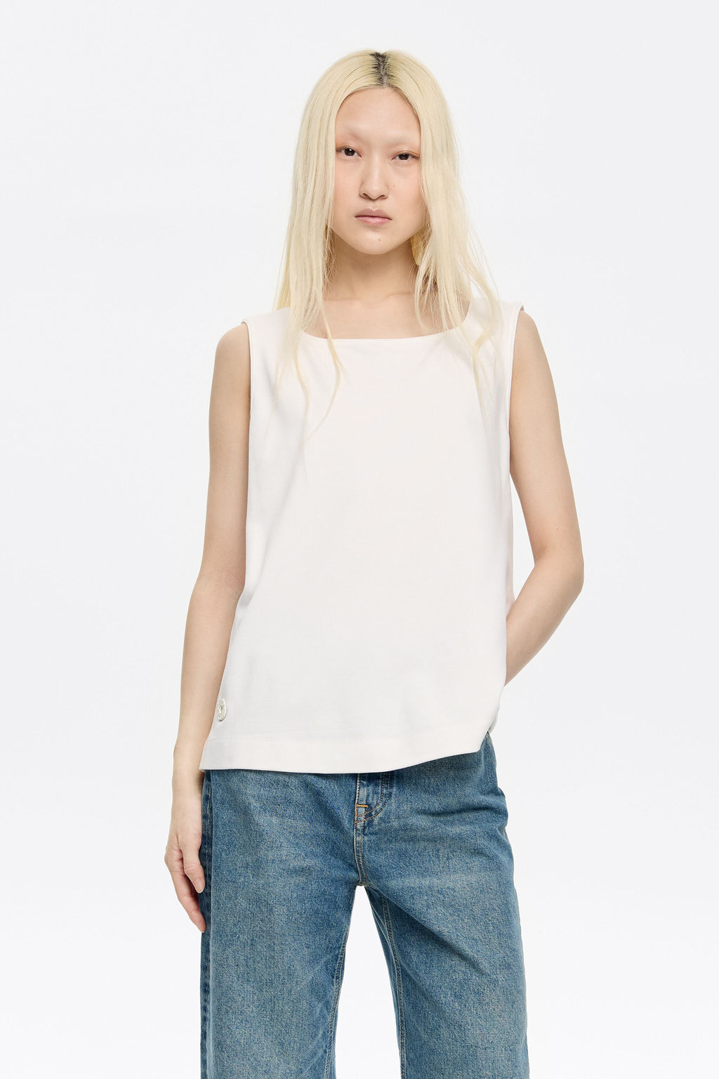 Ivory ponte di roma sleeveless T-shirt