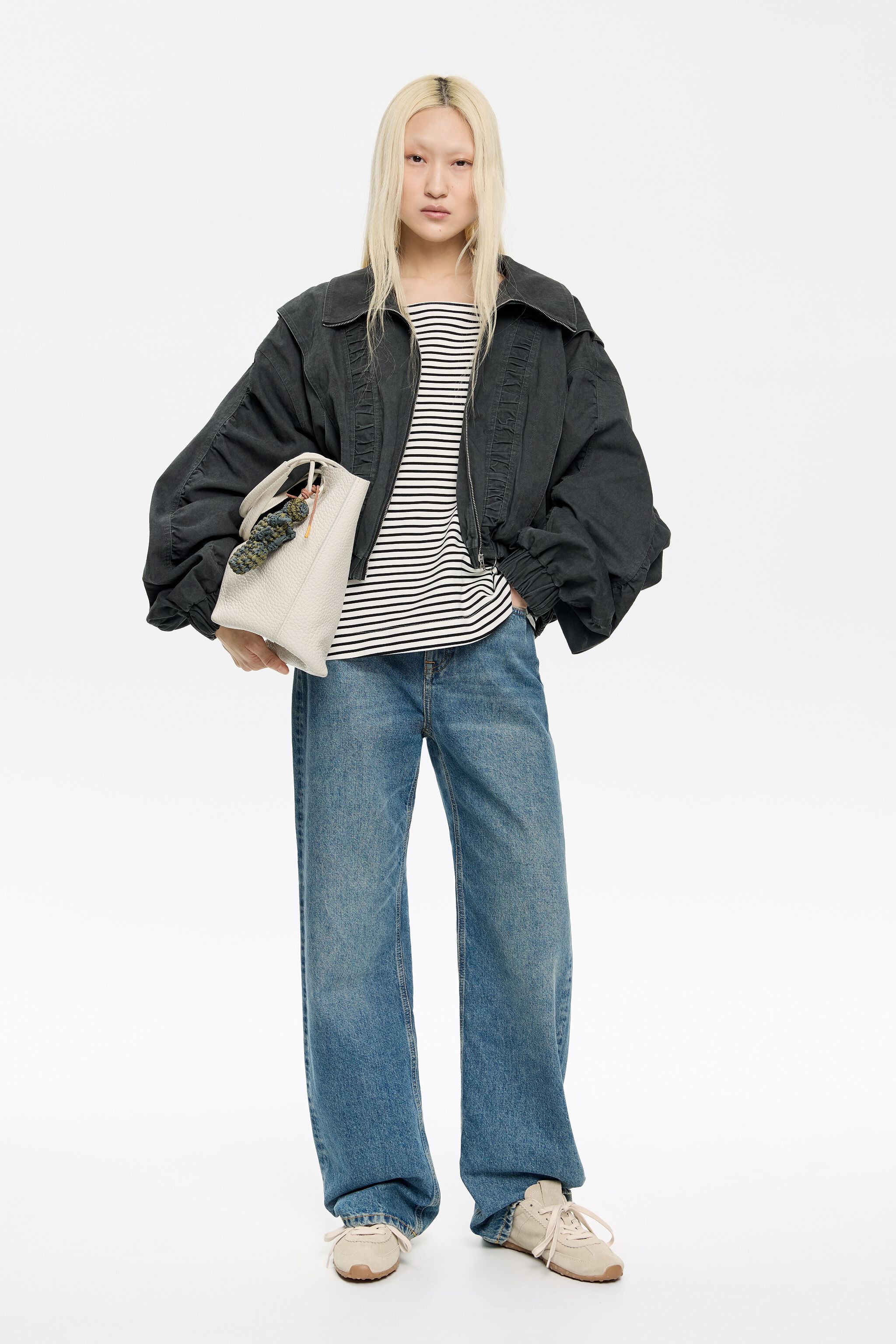 Black striped ponte di roma sleeveless T-shirt