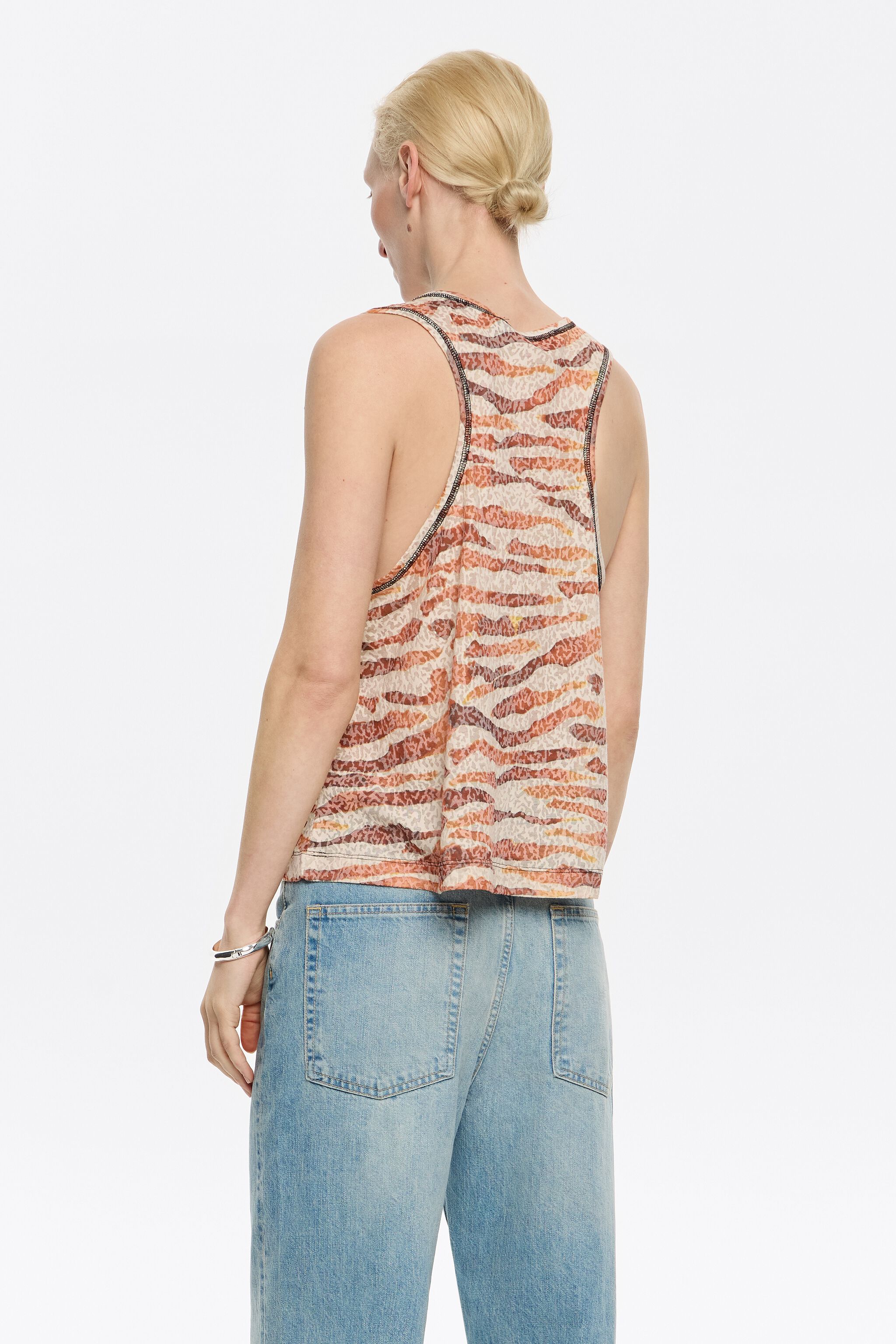 Brown watercolor devoré Zebra T-shirt