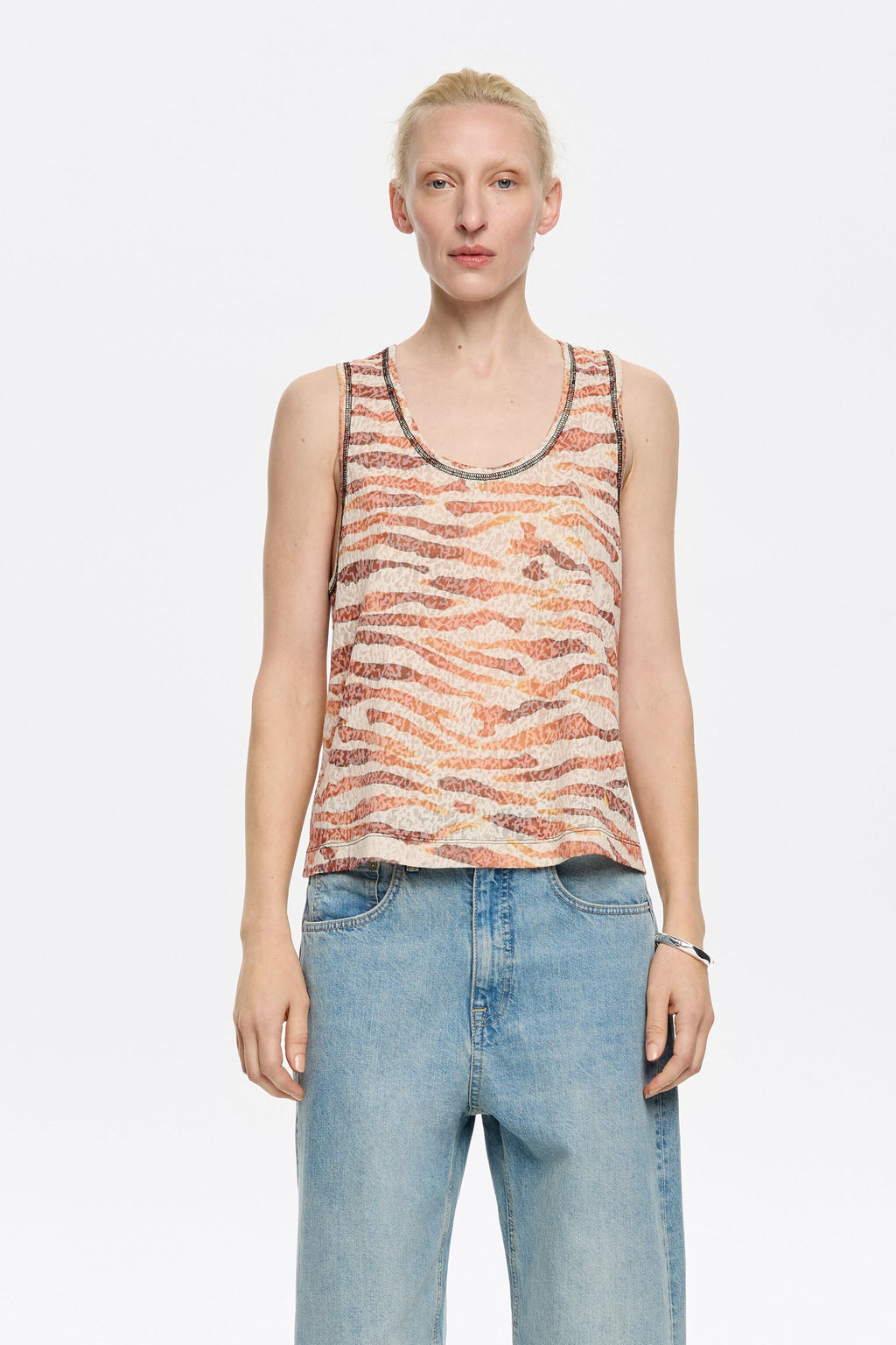 Brown watercolor devoré Zebra T-shirt