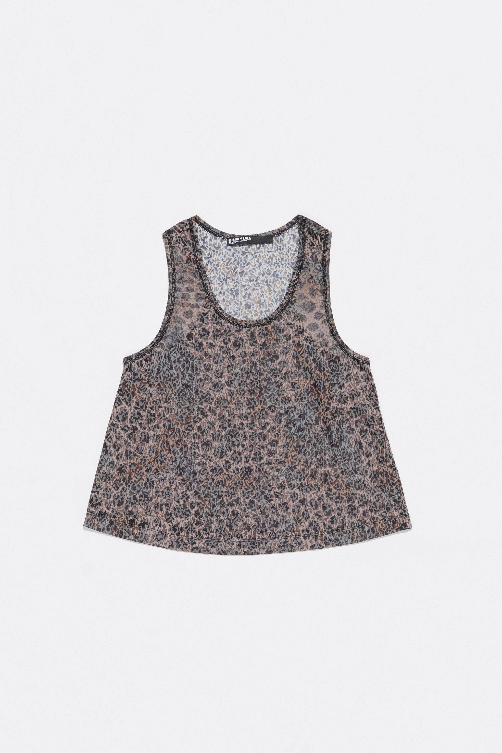 Khaki Cheetah devoré vest top