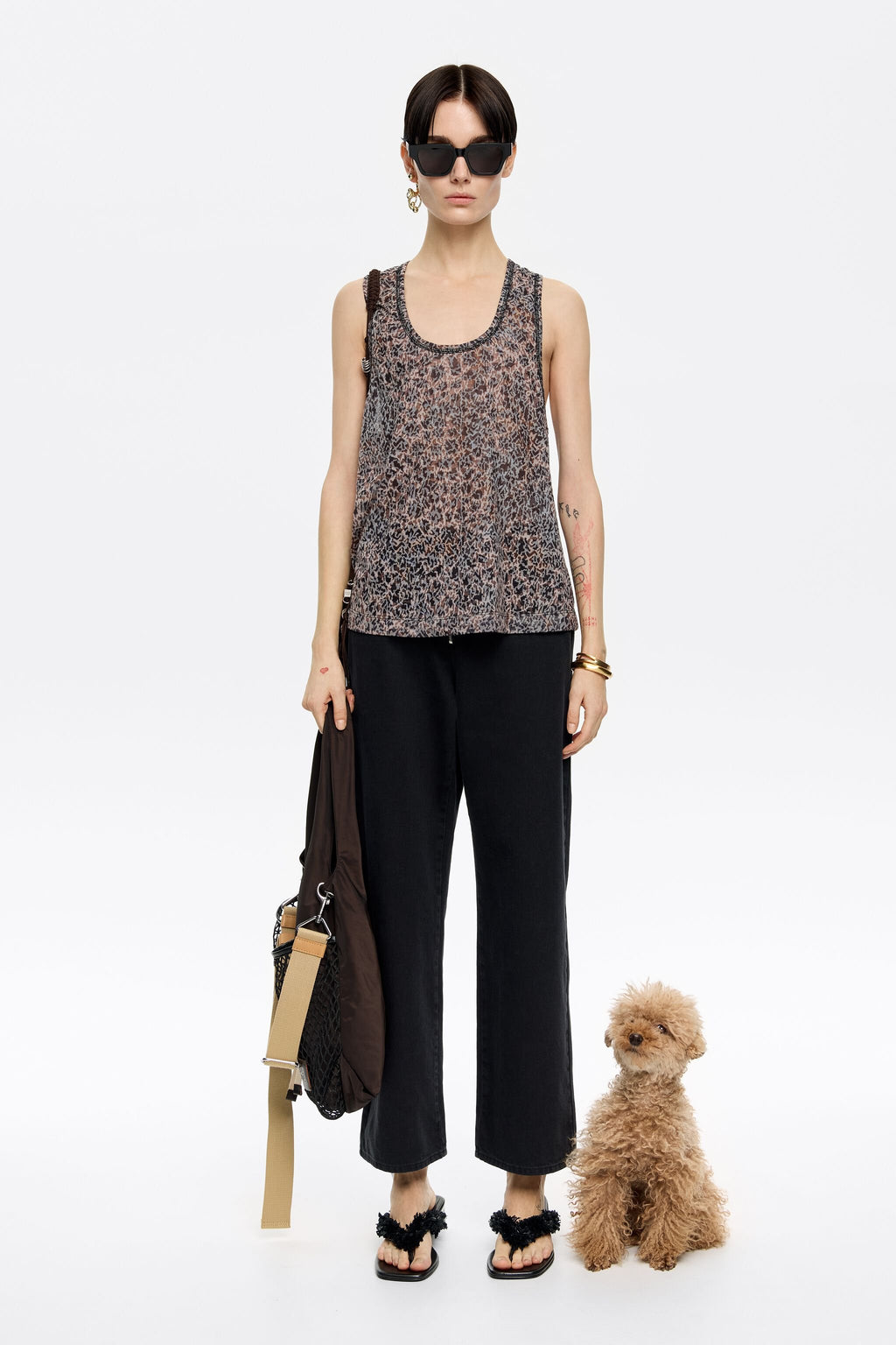 Khaki Cheetah devoré vest top