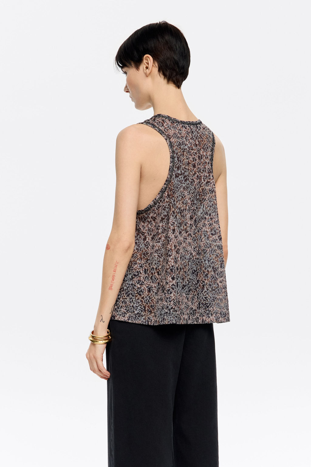 Khaki Cheetah devoré vest top