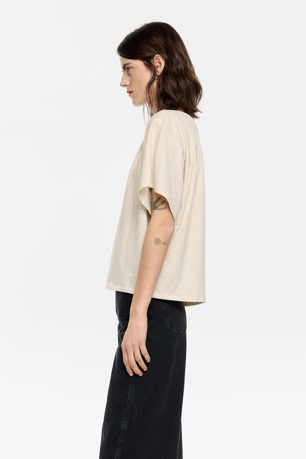 Ivory fluid boxy T-shirt
