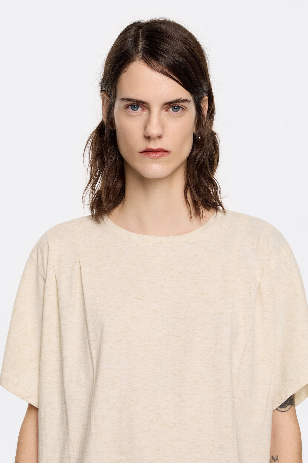 Ivory fluid boxy T-shirt