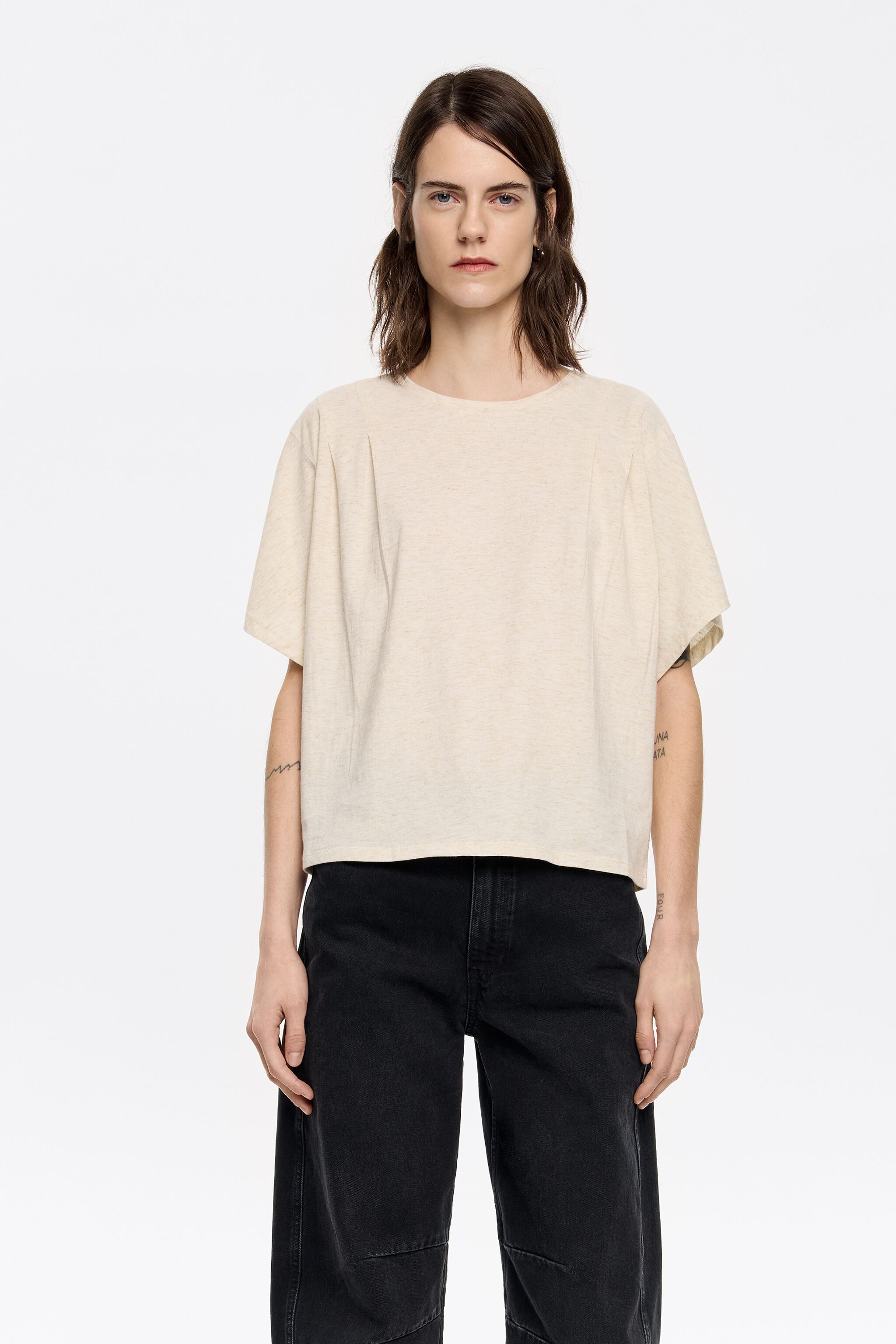 Ivory fluid boxy T-shirt